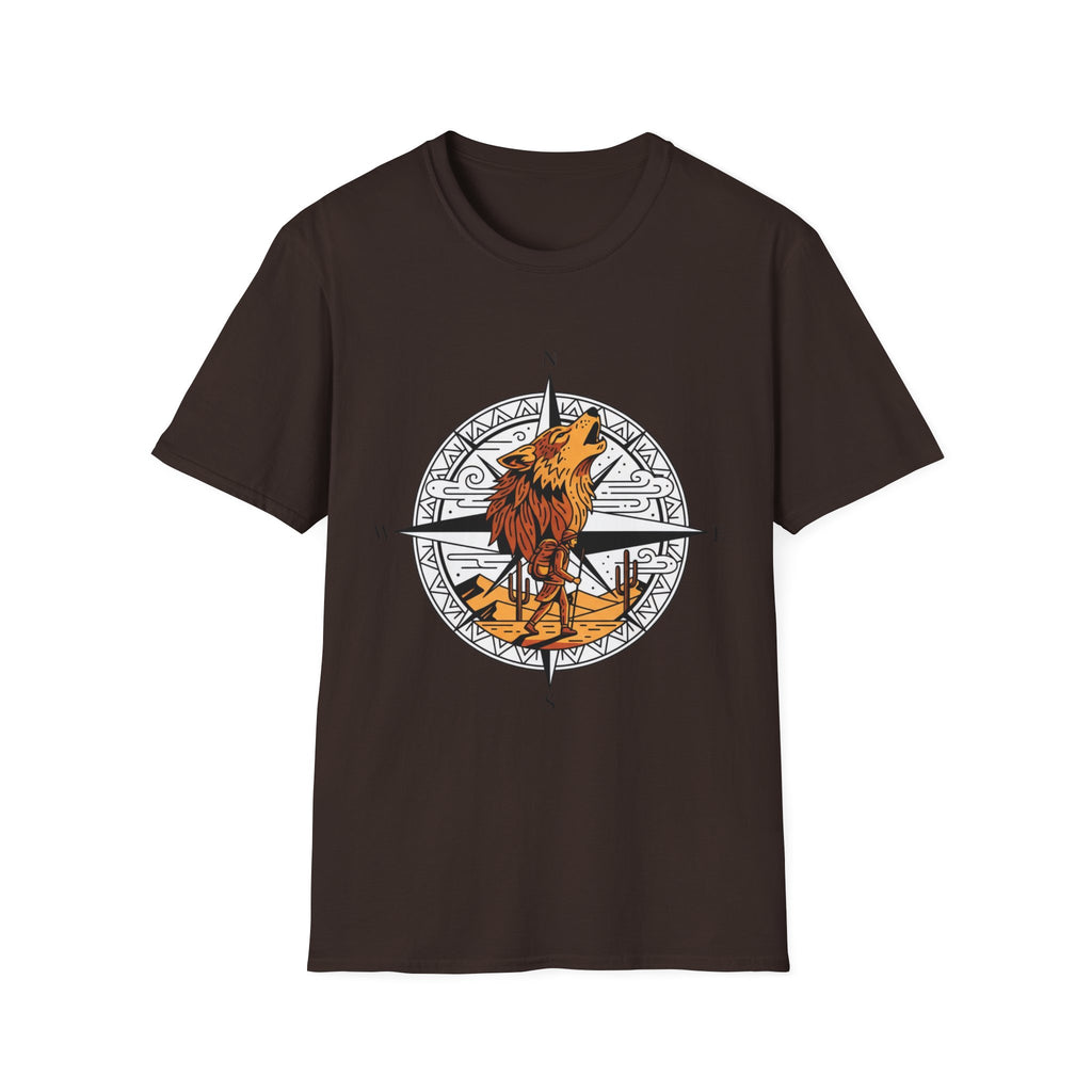 Wolf Compass T-Shirt — Howling Wolf Adventure Graphic Tee