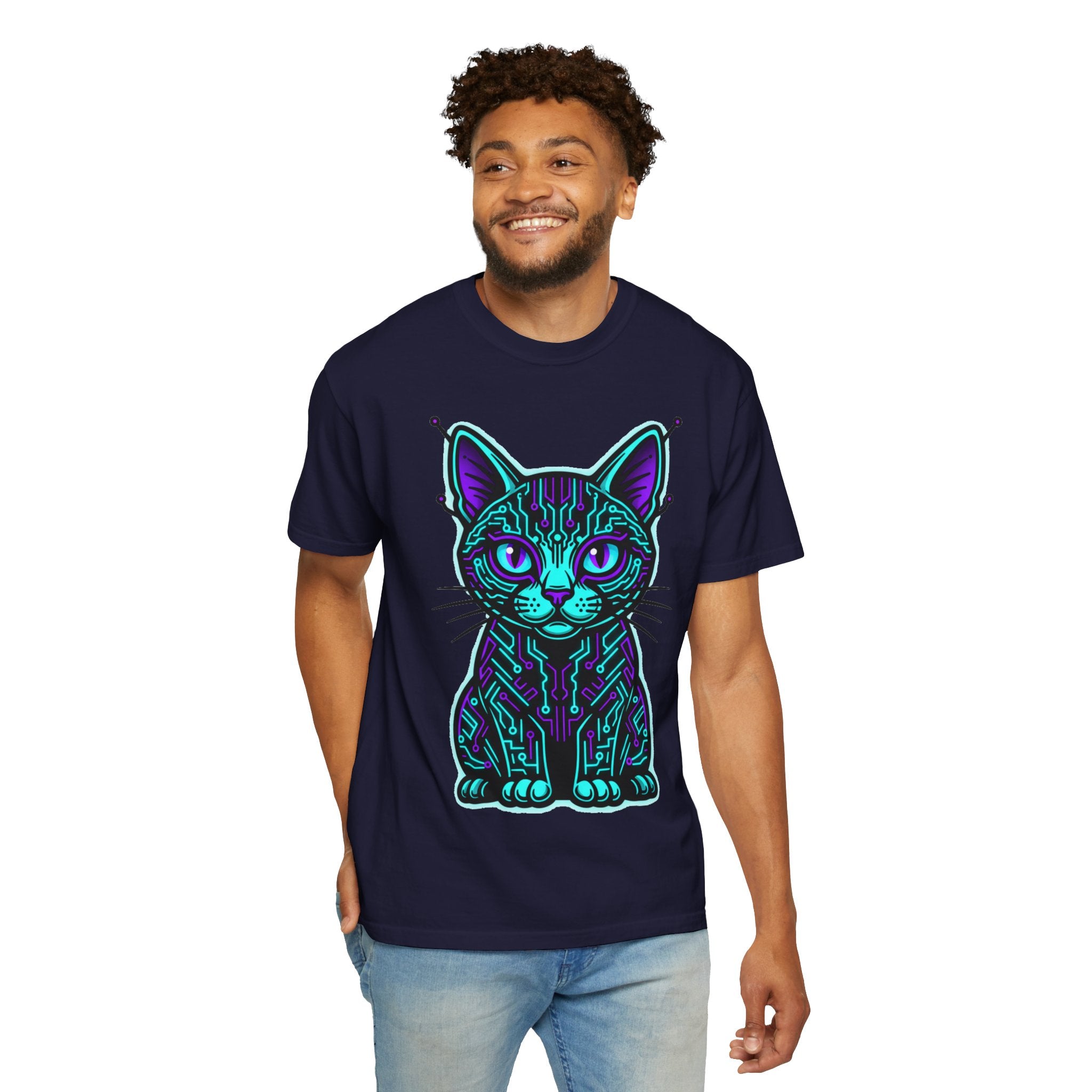 D78 Cyber Felines — Neon Cat T-shirt