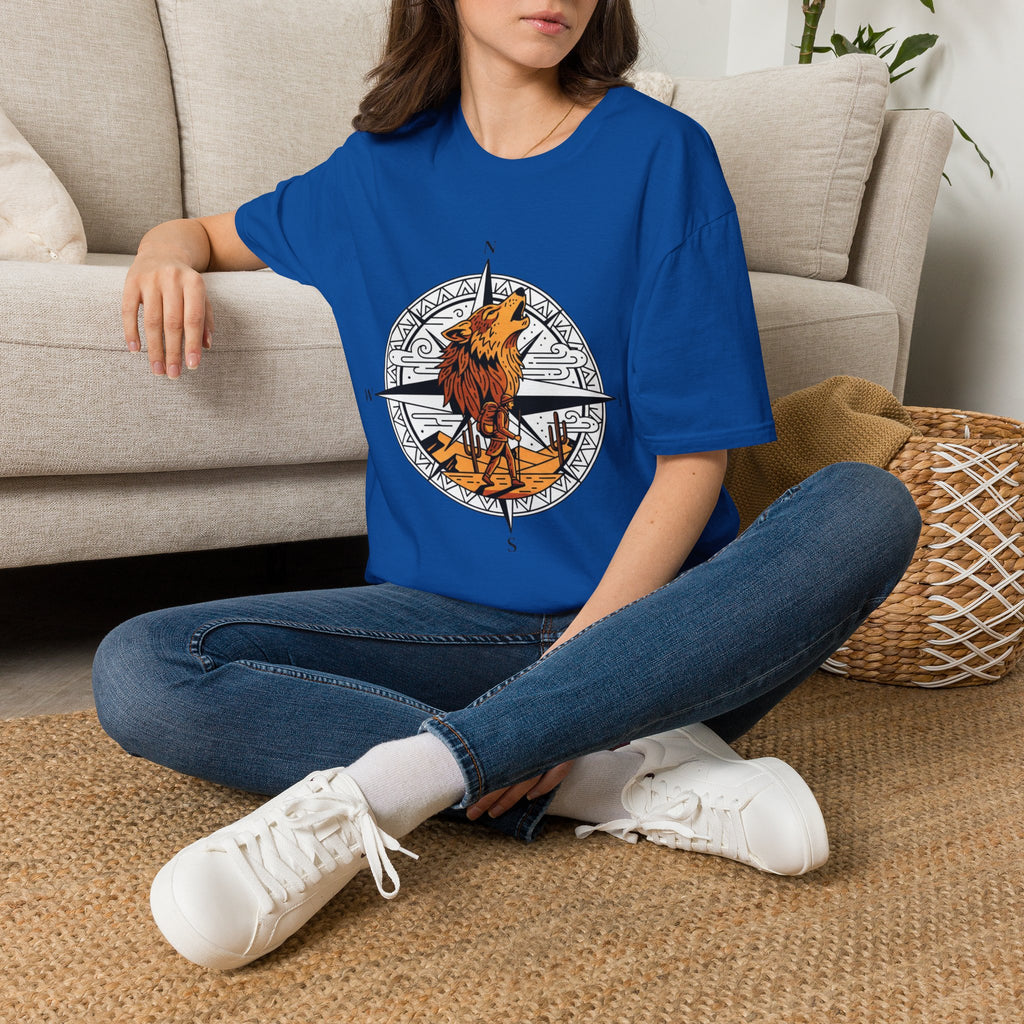 Wolf Compass T-Shirt — Howling Wolf Adventure Graphic Tee