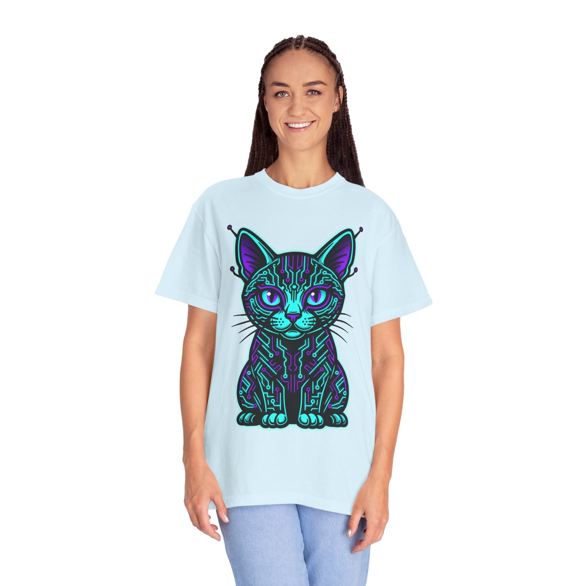 D78 Cyber Felines — Neon Cat T-shirt