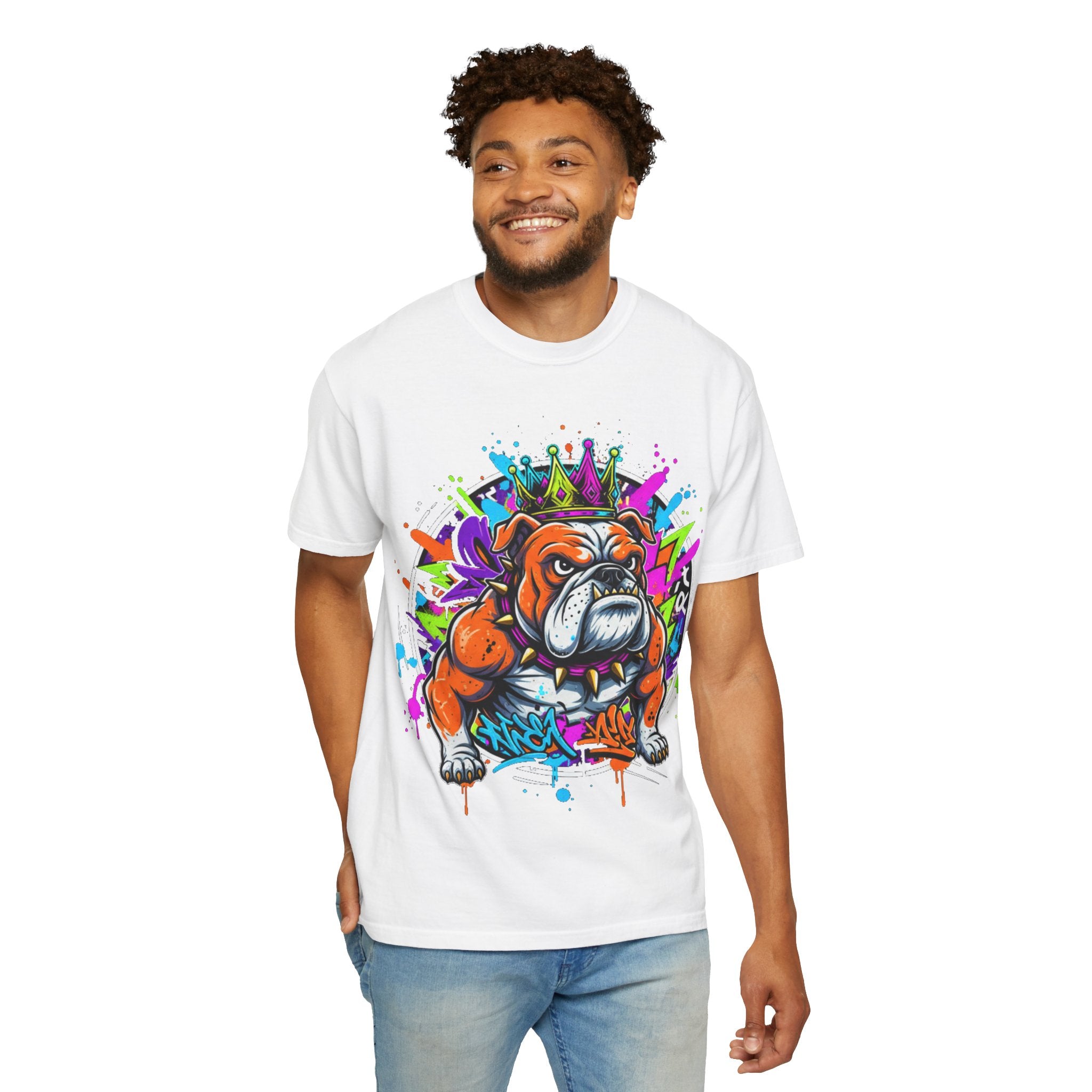 D78 Street Kings — Crown graffiti bulldog T-shirt