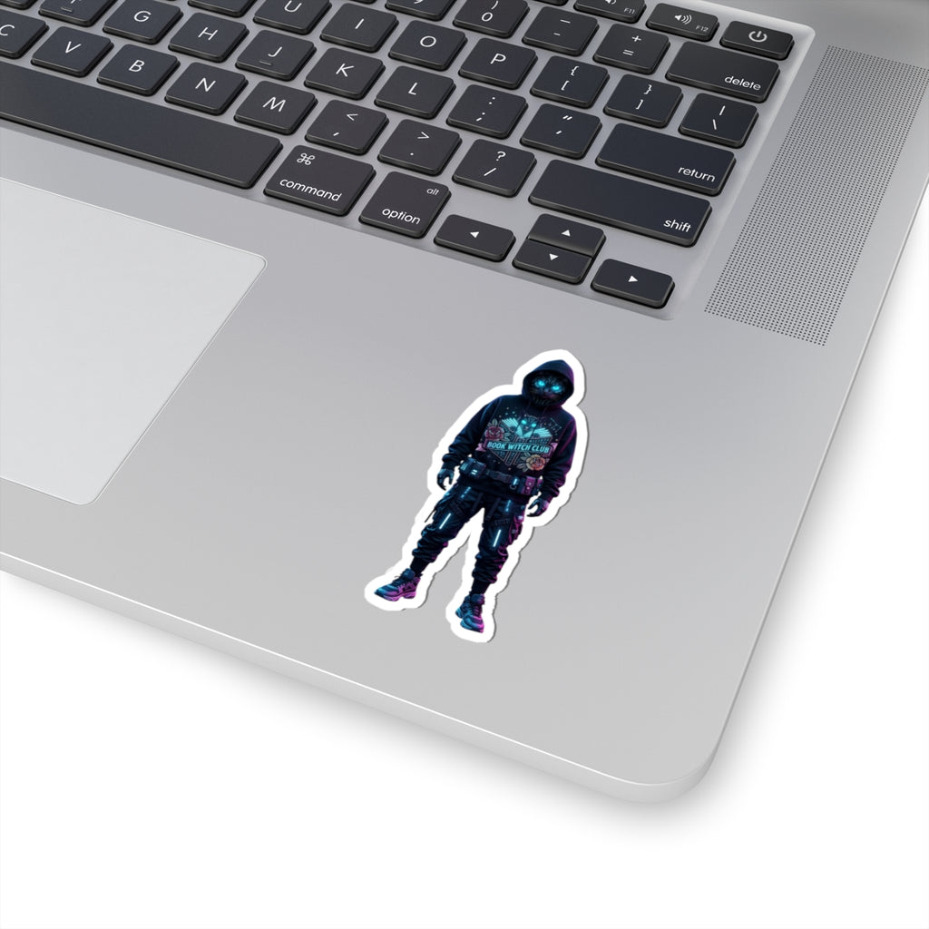 Neon Hooded Figure Sticker | Traditional Tattoo-Inspired, Flash-Style Kiss-Cut