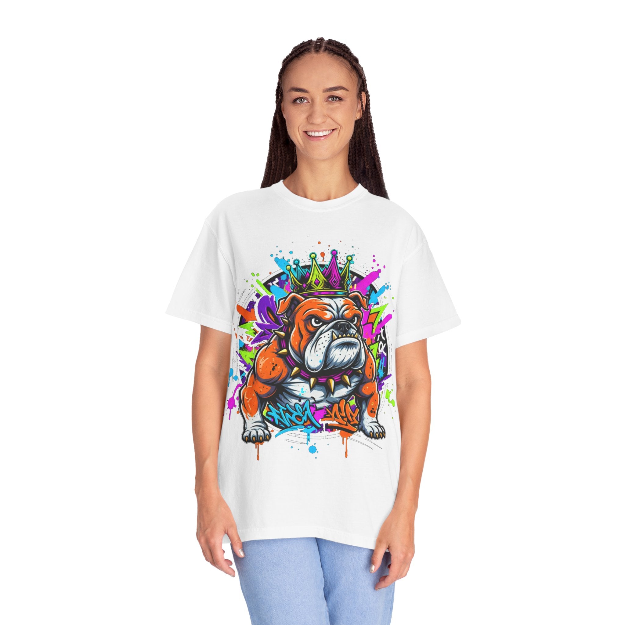 D78 Street Kings — Crown graffiti bulldog T-shirt