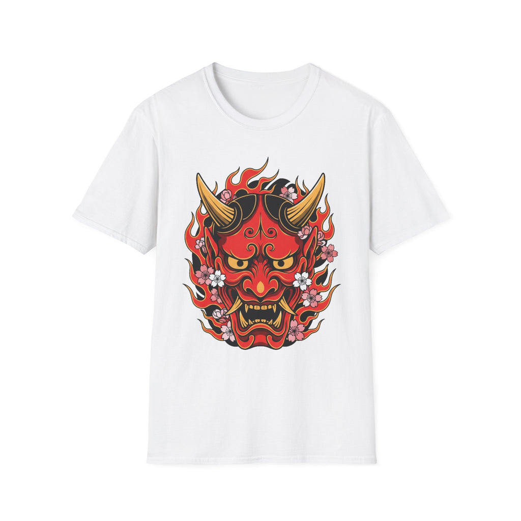 Hannya Oni Mask T-Shirt — Japanese Demon Flame Graphic Tee