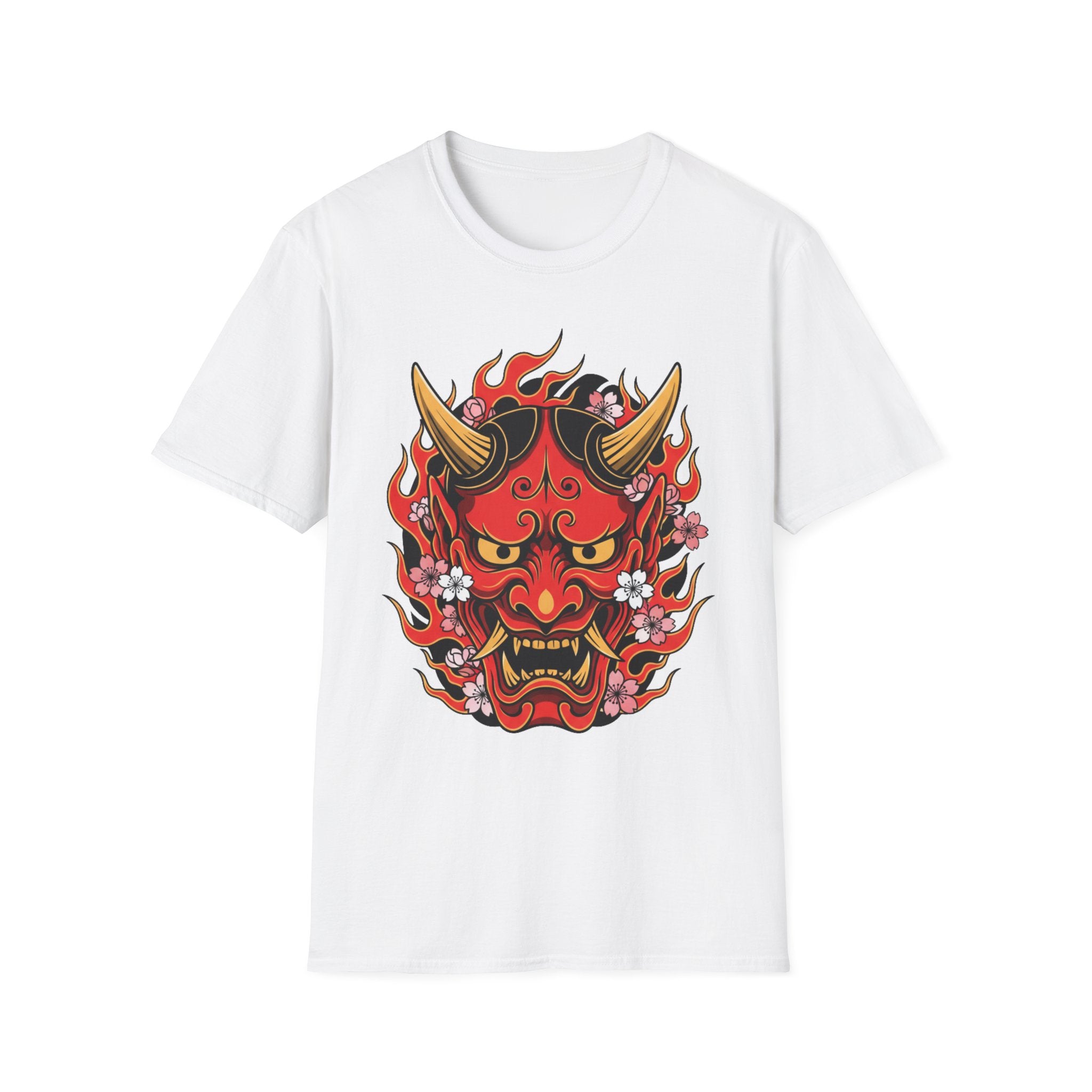 Hannya Oni Mask T-Shirt — Japanese Demon Flame Graphic Tee