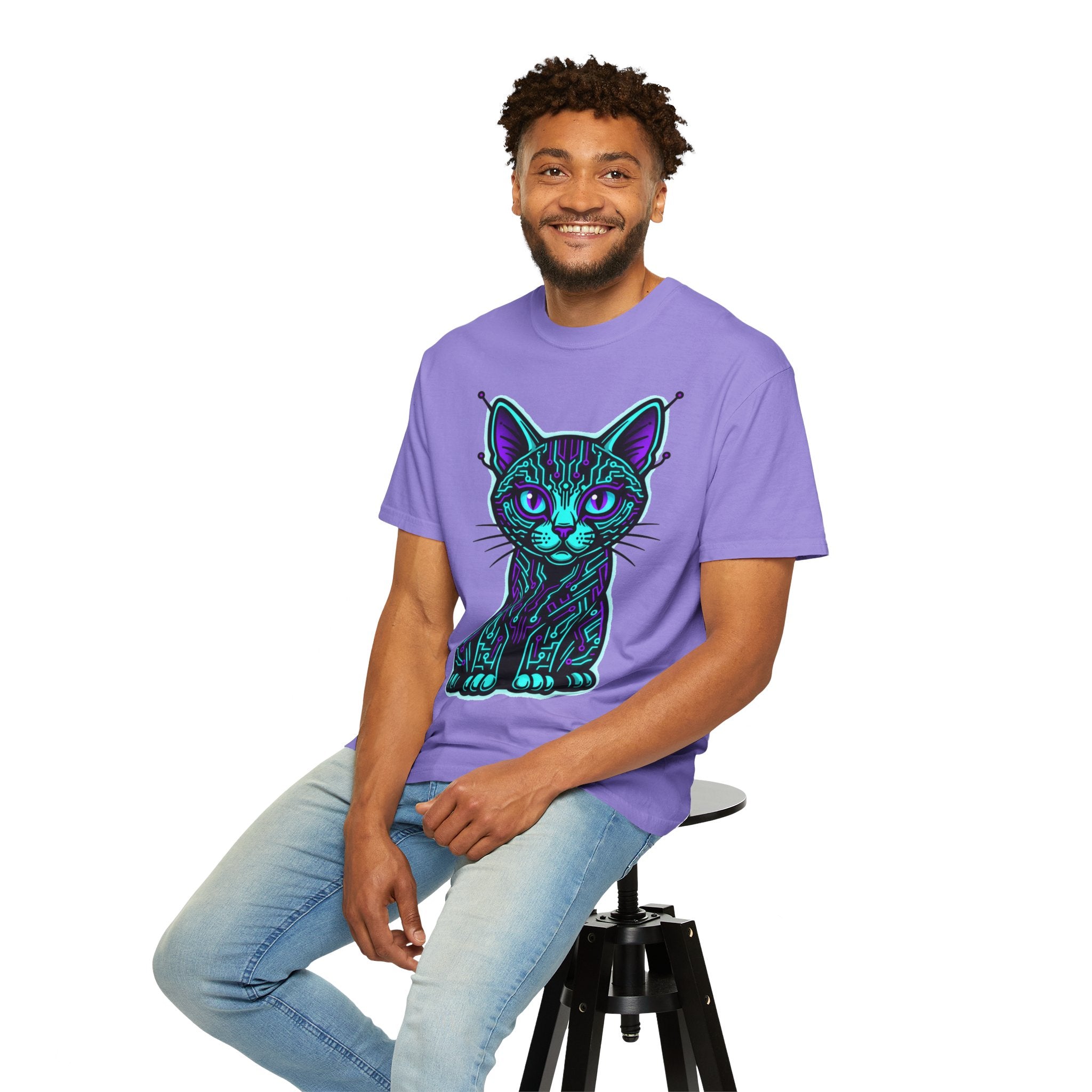 D78 Cyber Felines — Neon Cat T-shirt