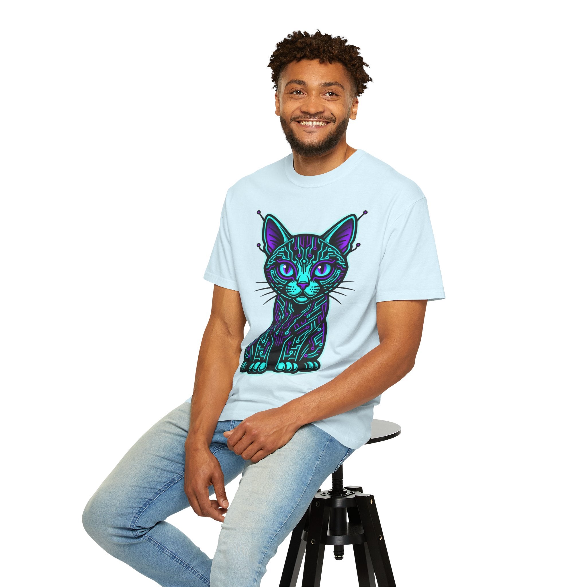 D78 Cyber Felines — Neon Cat T-shirt