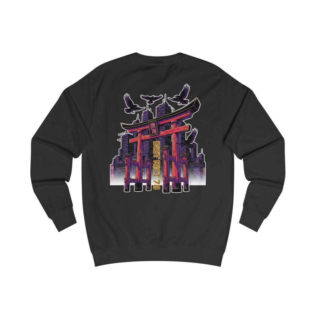Demon Oni Sweatshirt — Japanese Torii & Flaming Oni Mask Crewneck