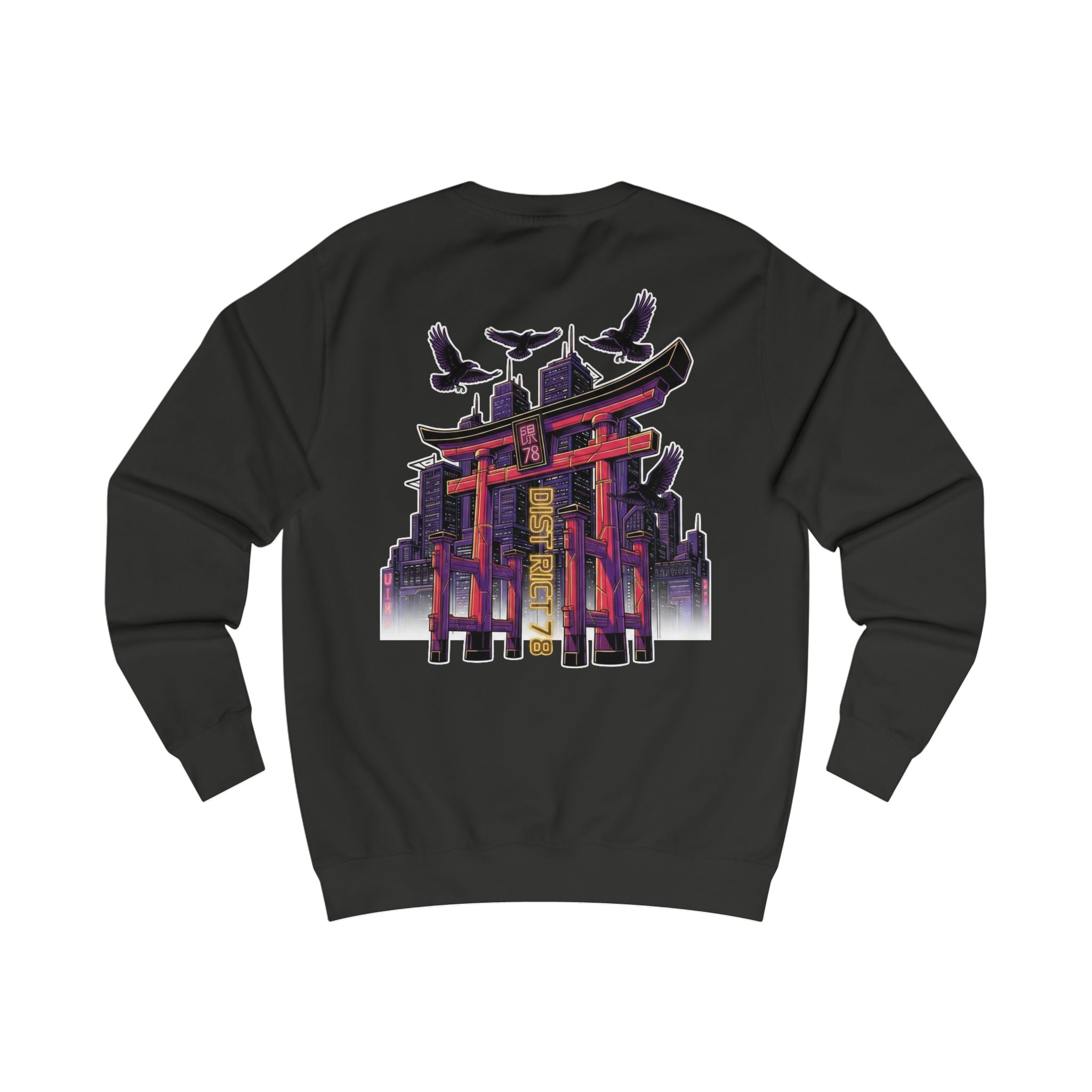Demon Oni Sweatshirt — Japanese Torii & Flaming Oni Mask Crewneck