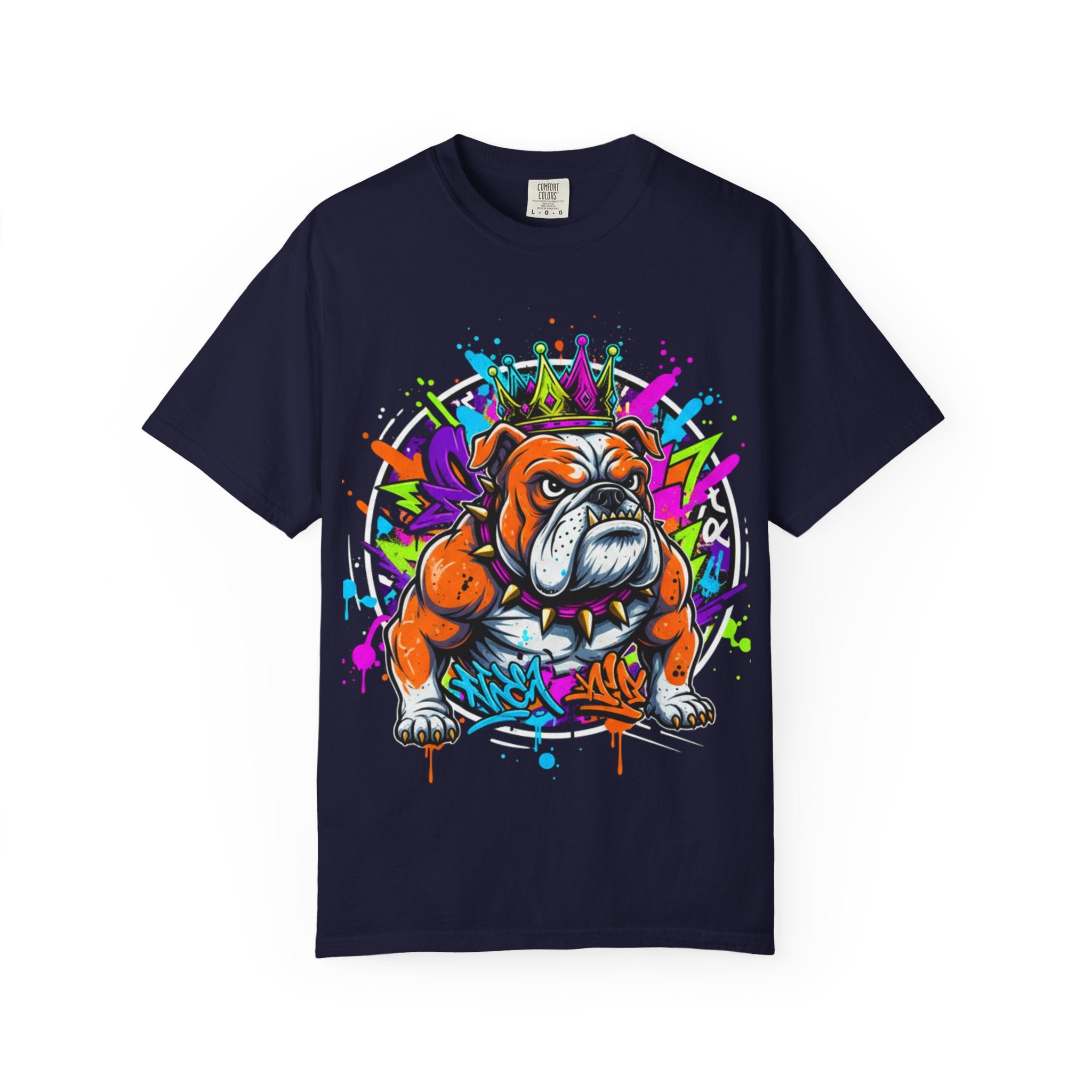 D78 Street Kings — Crown graffiti bulldog T-shirt