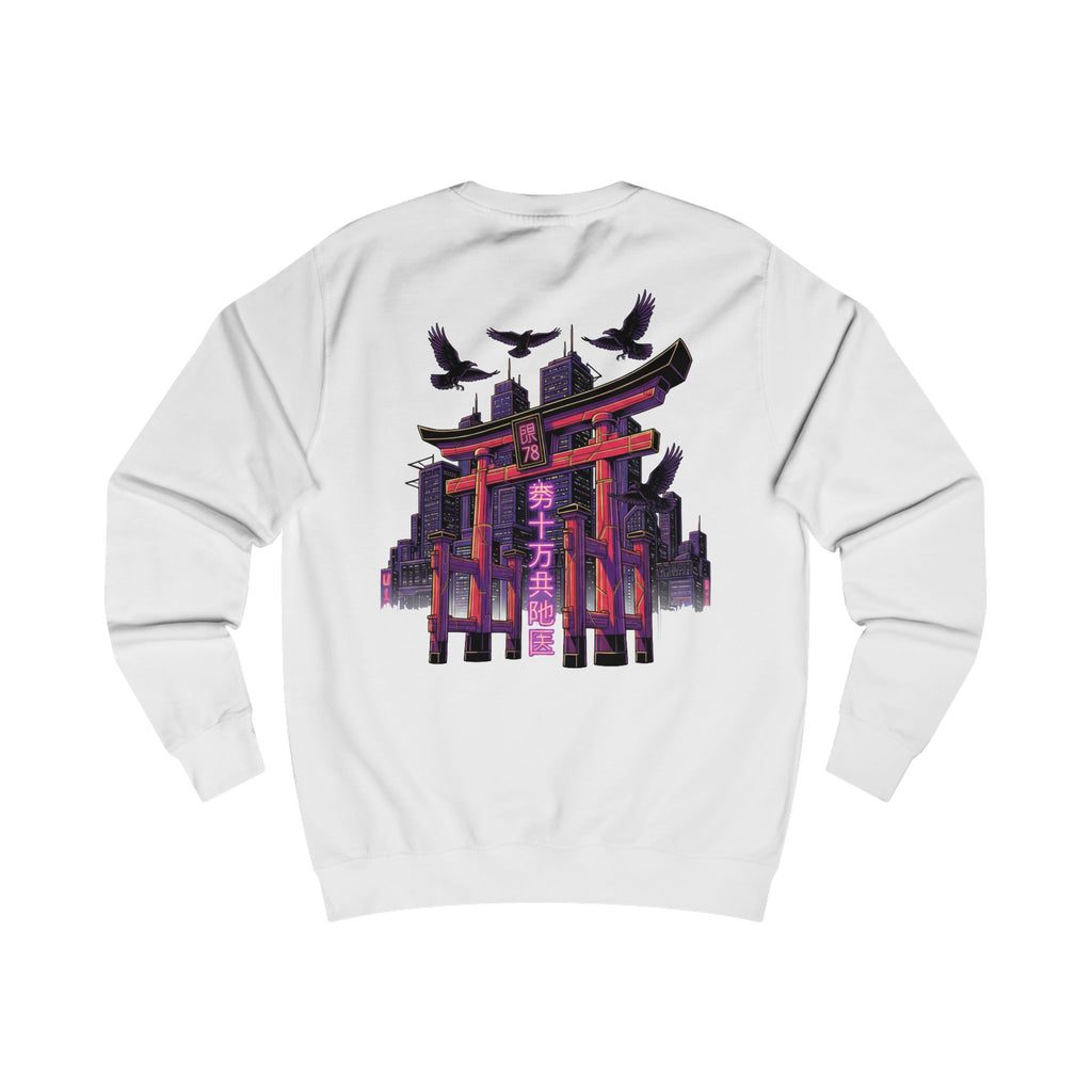 Hannya Flame Sweatshirt — Japanese Oni Mask & Torii Back Graphic