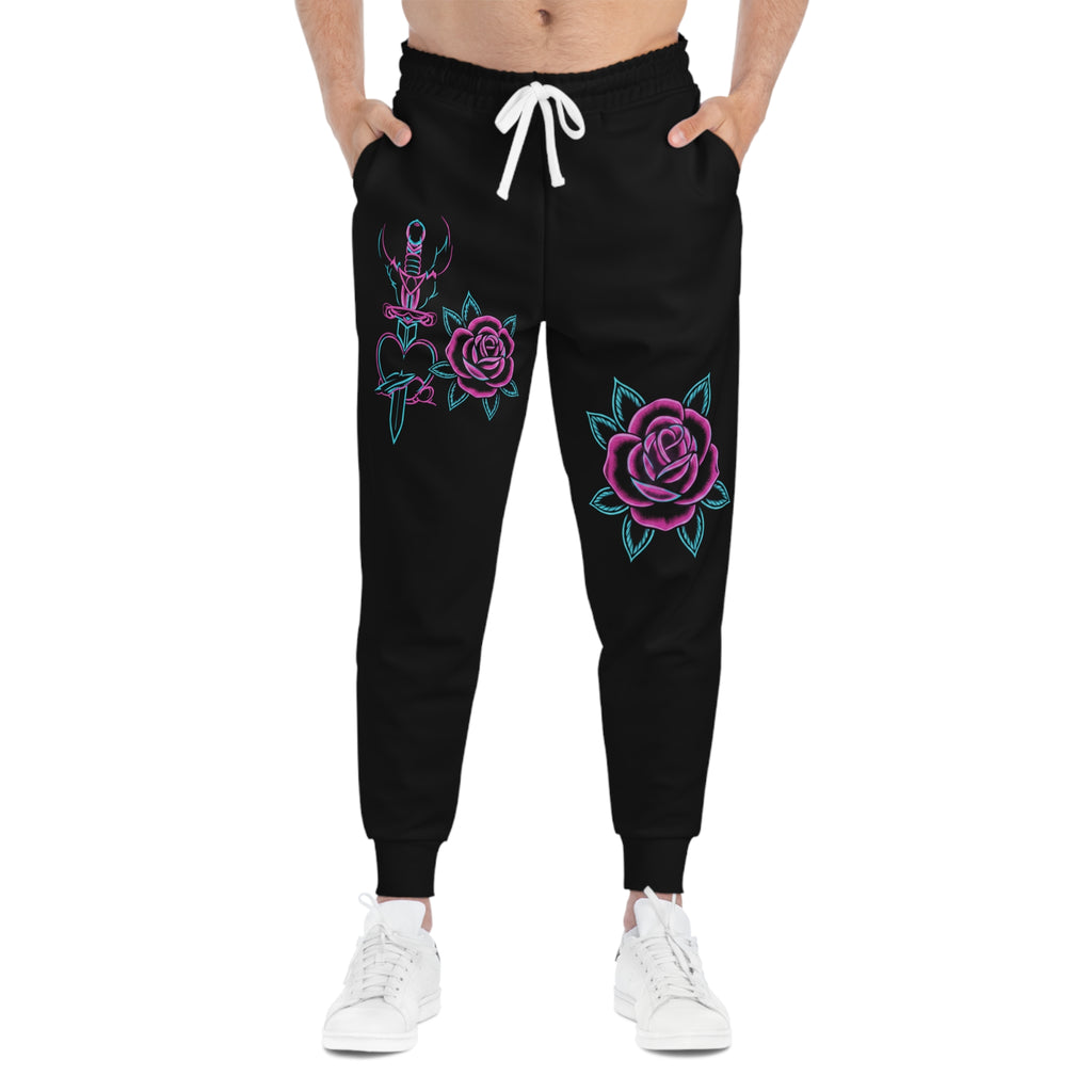 Jogger Néon Rose & Dague — Bas Graphique Streetwear