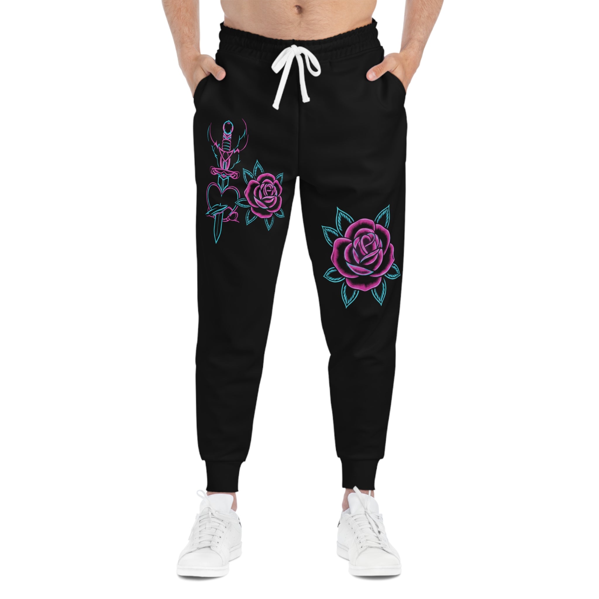 Jogger Néon Rose & Dague — Bas Graphique Streetwear
