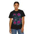 Tiger Skull & Roses T-shirt — Neon Floral Skate Style