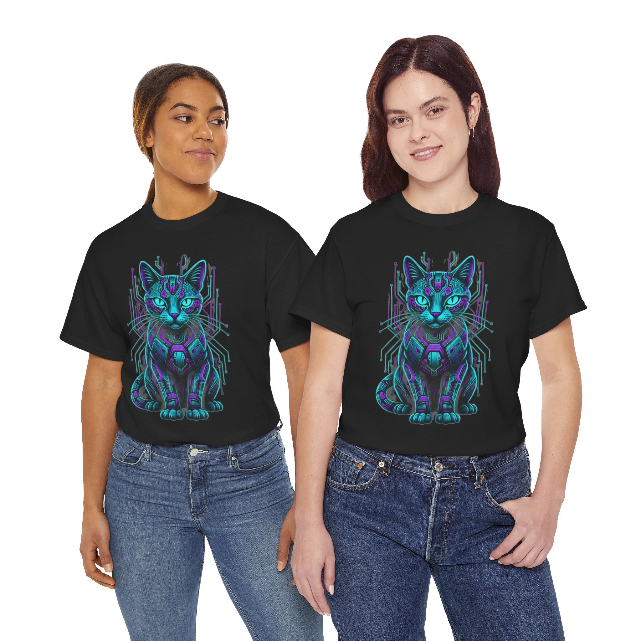 D78 Cyber Felines — Futuristic cat T-shirt