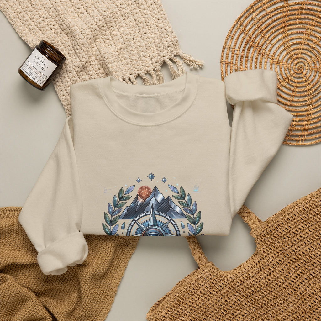 Born to Hike Compass Sweatshirt | Traditional Tattoo-Style, Laurel & Banner