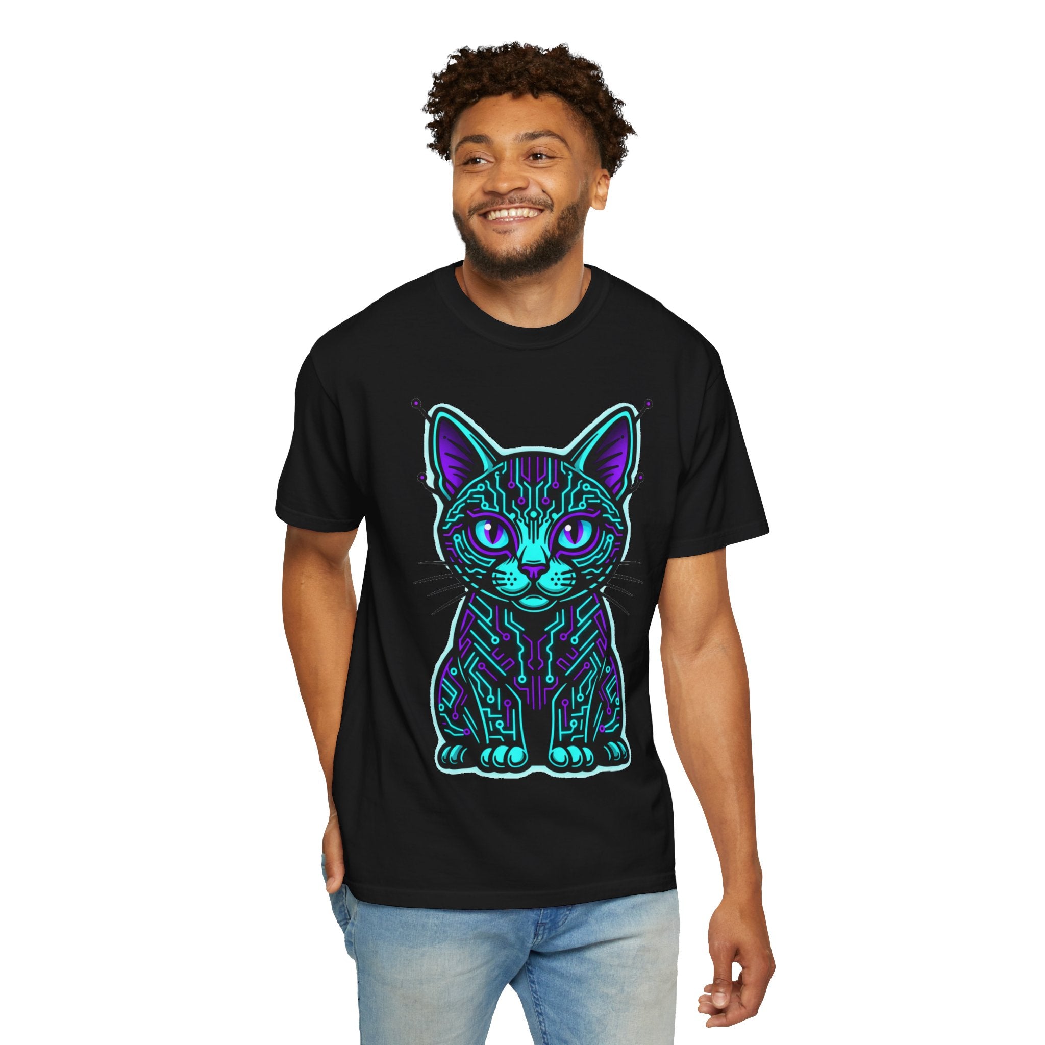D78 Cyber Felines — Neon Cat T-shirt