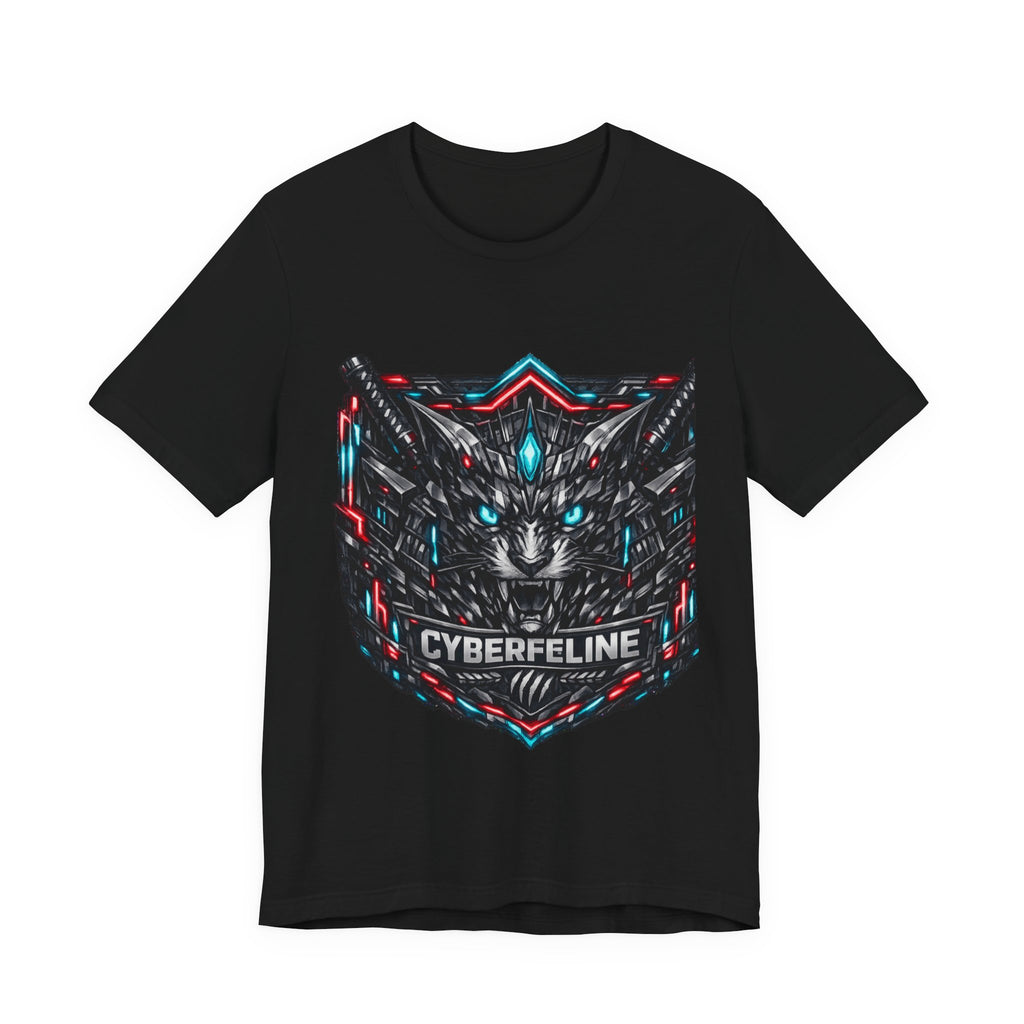 T-shirt Cyberfeline — T-shirt graphique futuriste