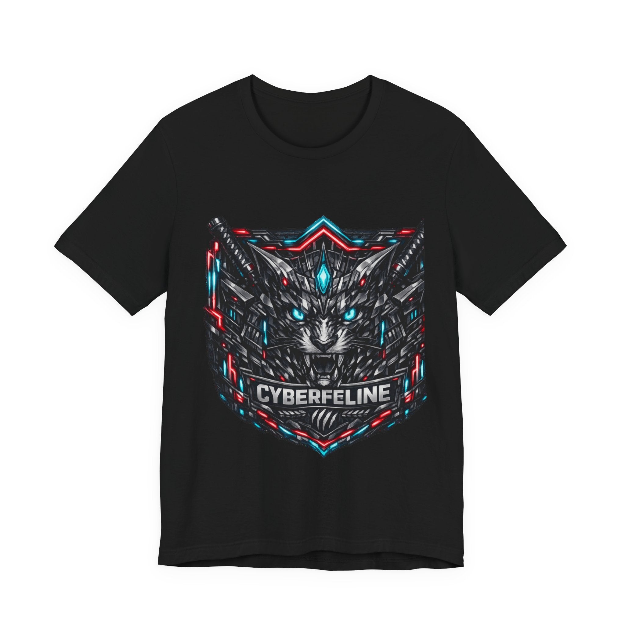 T-shirt Cyberfeline — T-shirt graphique futuriste