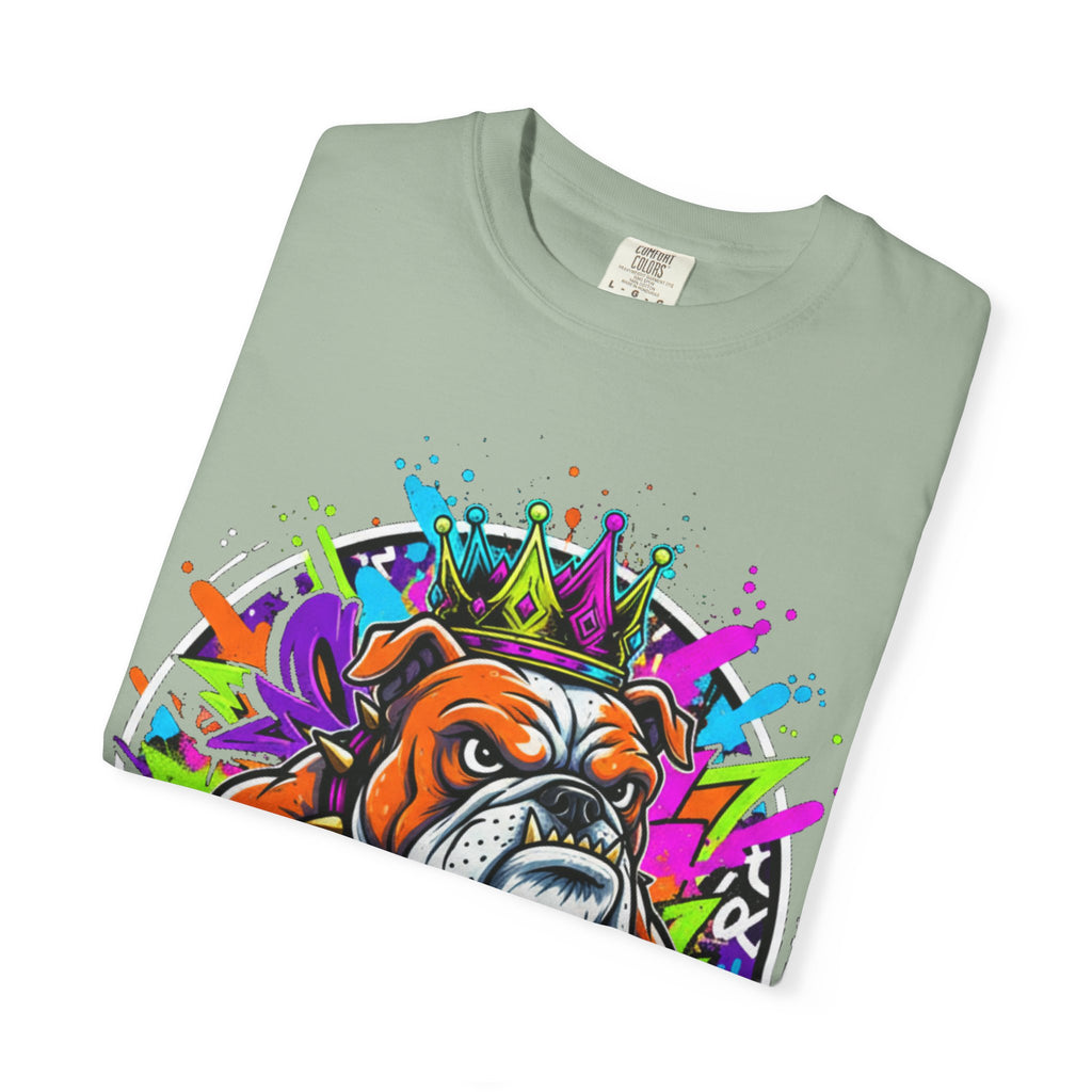 Bulldog Graffiti T-Shirt — Colorful King Crown Streetwear Tee
