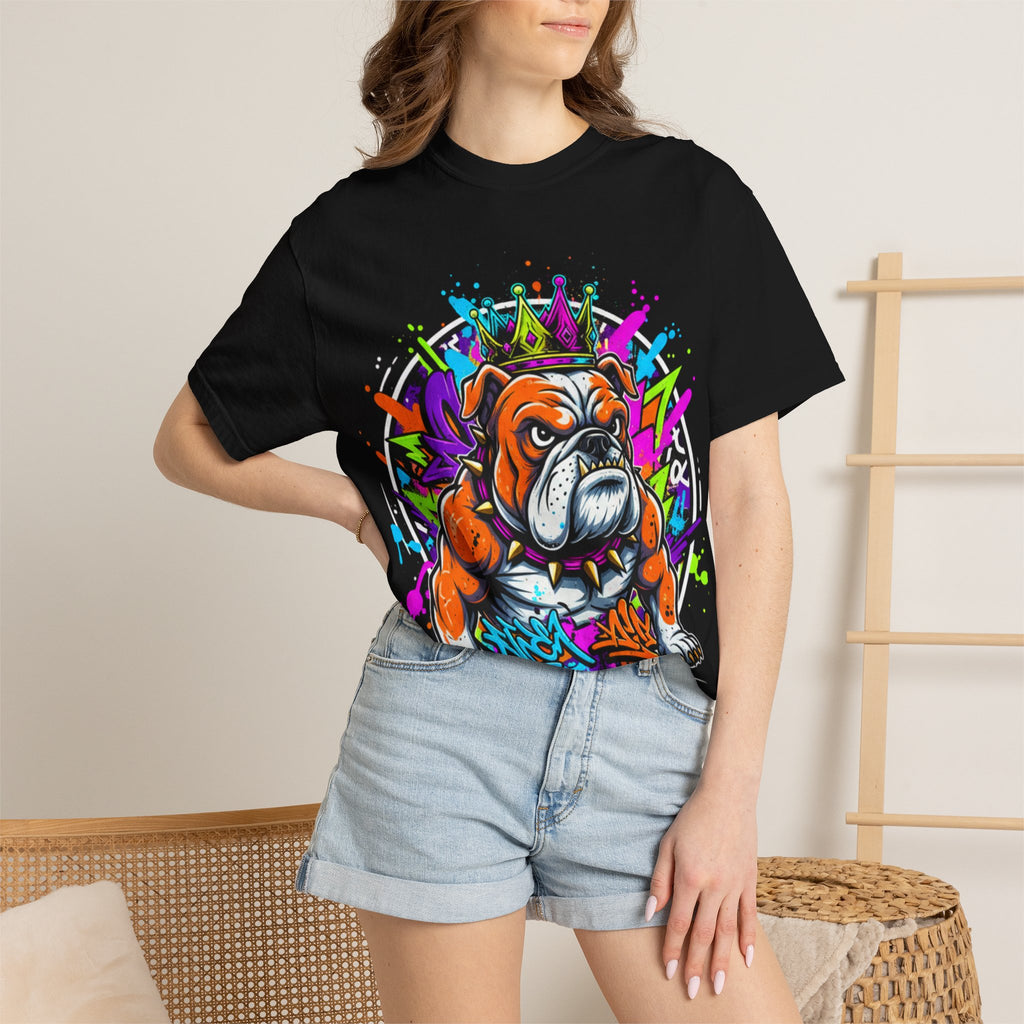 Bulldog Graffiti T-Shirt — Colorful King Crown Streetwear Tee