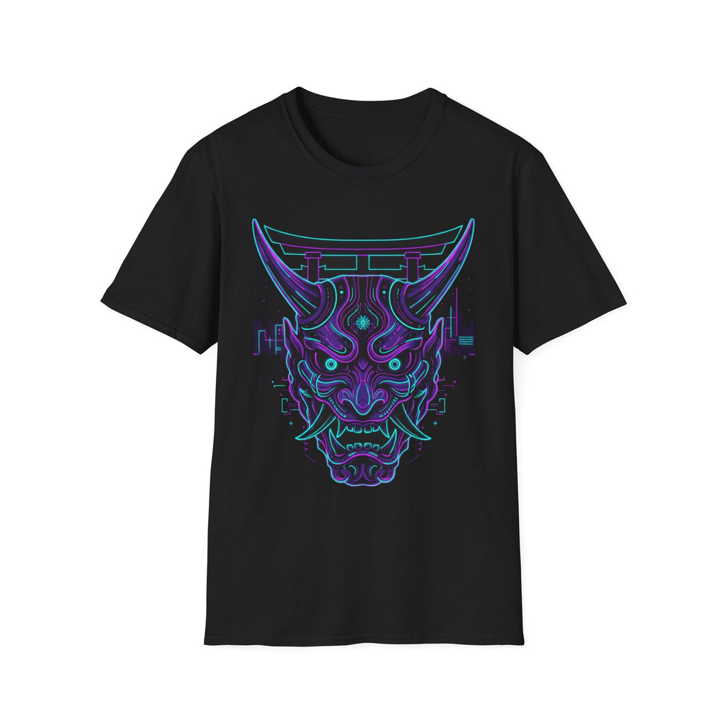 Demon Oni Torii T-Shirt — Neon Japanese Mask Graphic Tee