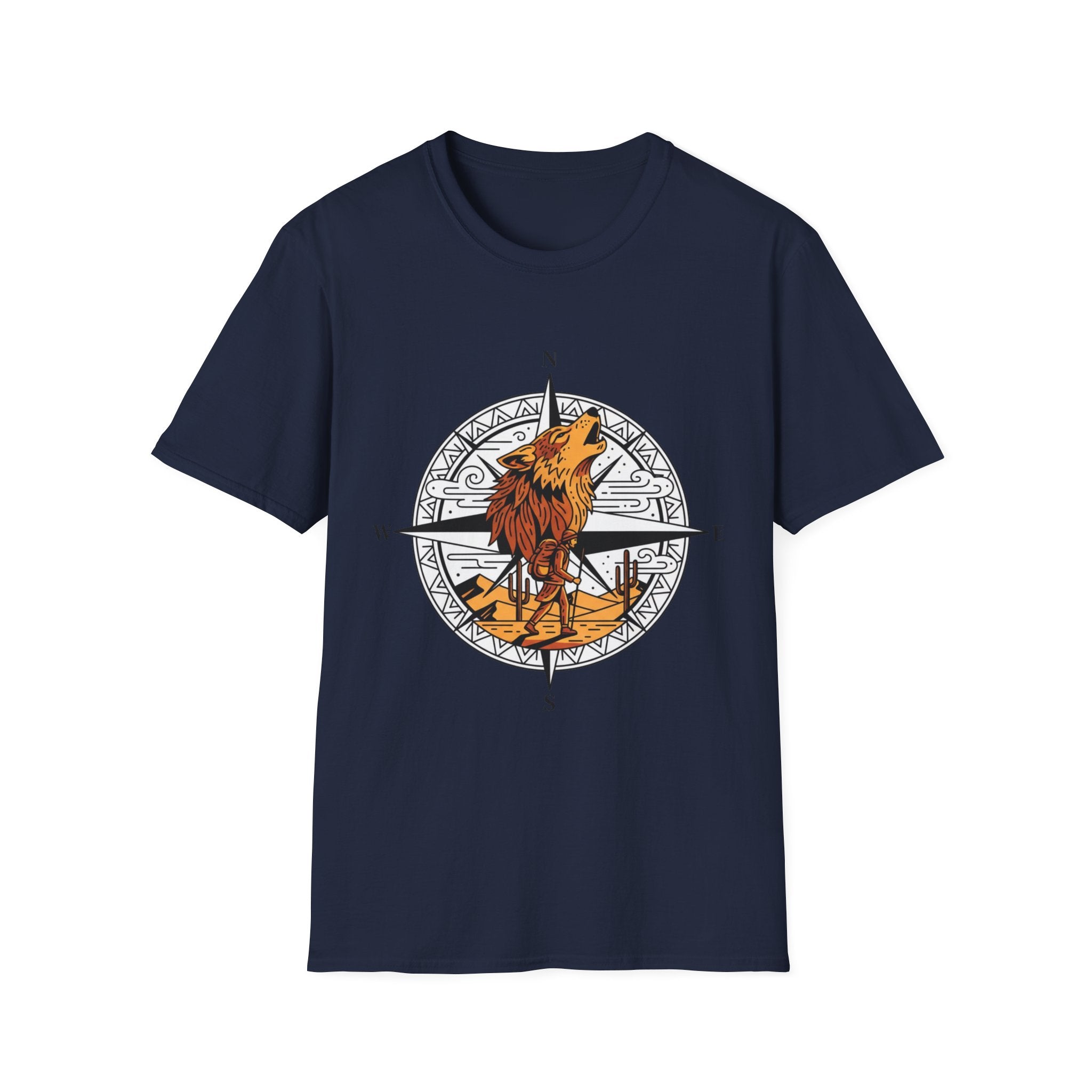 Wolf Compass T-Shirt — Howling Wolf Adventure Graphic Tee