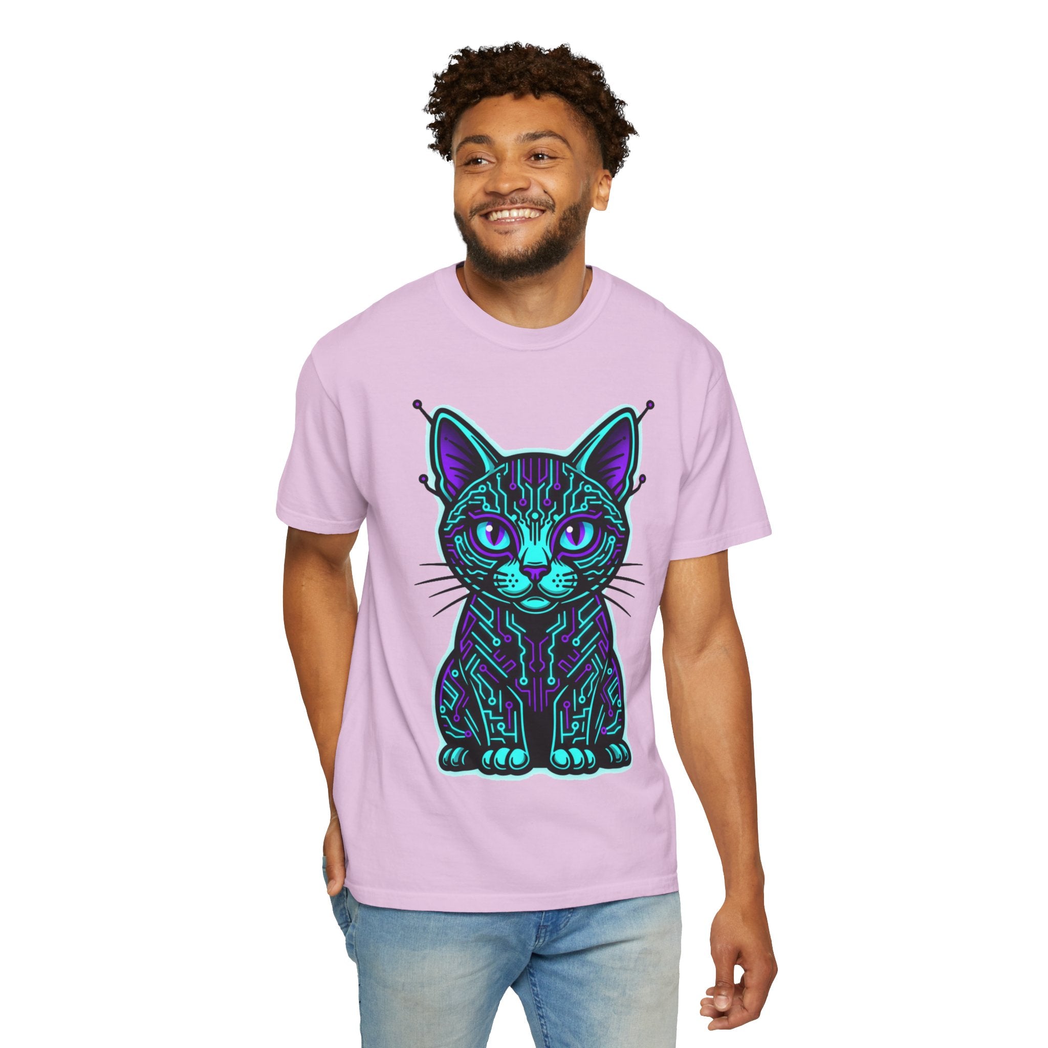 D78 Cyber Felines — Neon Cat T-shirt