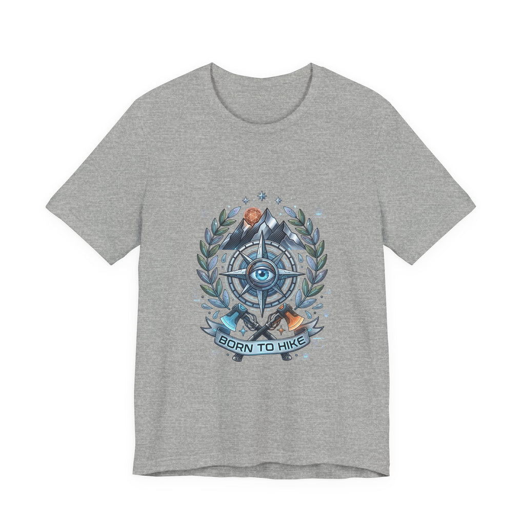 Born to Hike Compass Crest T-Shirt | Traditional Tattoo-Inspired, Outdoor Badge