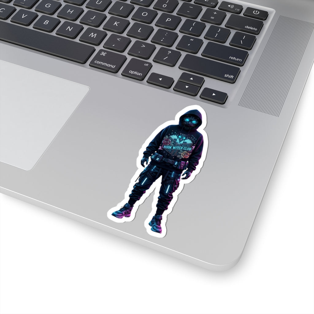 Neon Hooded Figure Sticker | Traditional Tattoo-Inspired, Flash-Style Kiss-Cut