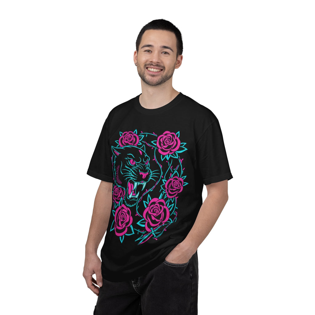 Tiger Skull & Roses T-shirt — Neon Floral Skate Style