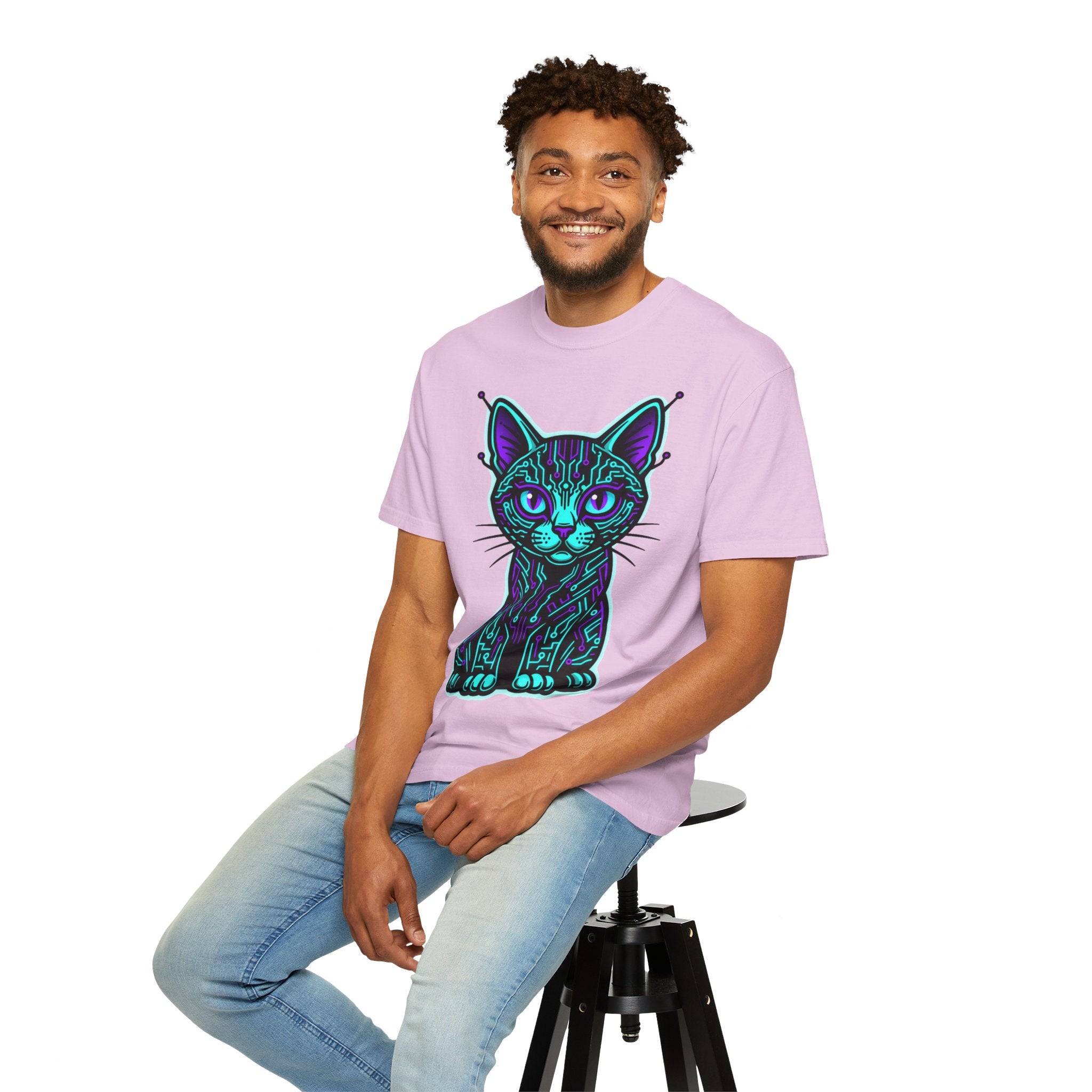 D78 Cyber Felines — Neon Cat T-shirt