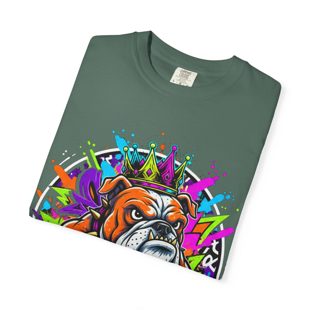 Bulldog Graffiti T-Shirt — Colorful King Crown Streetwear Tee