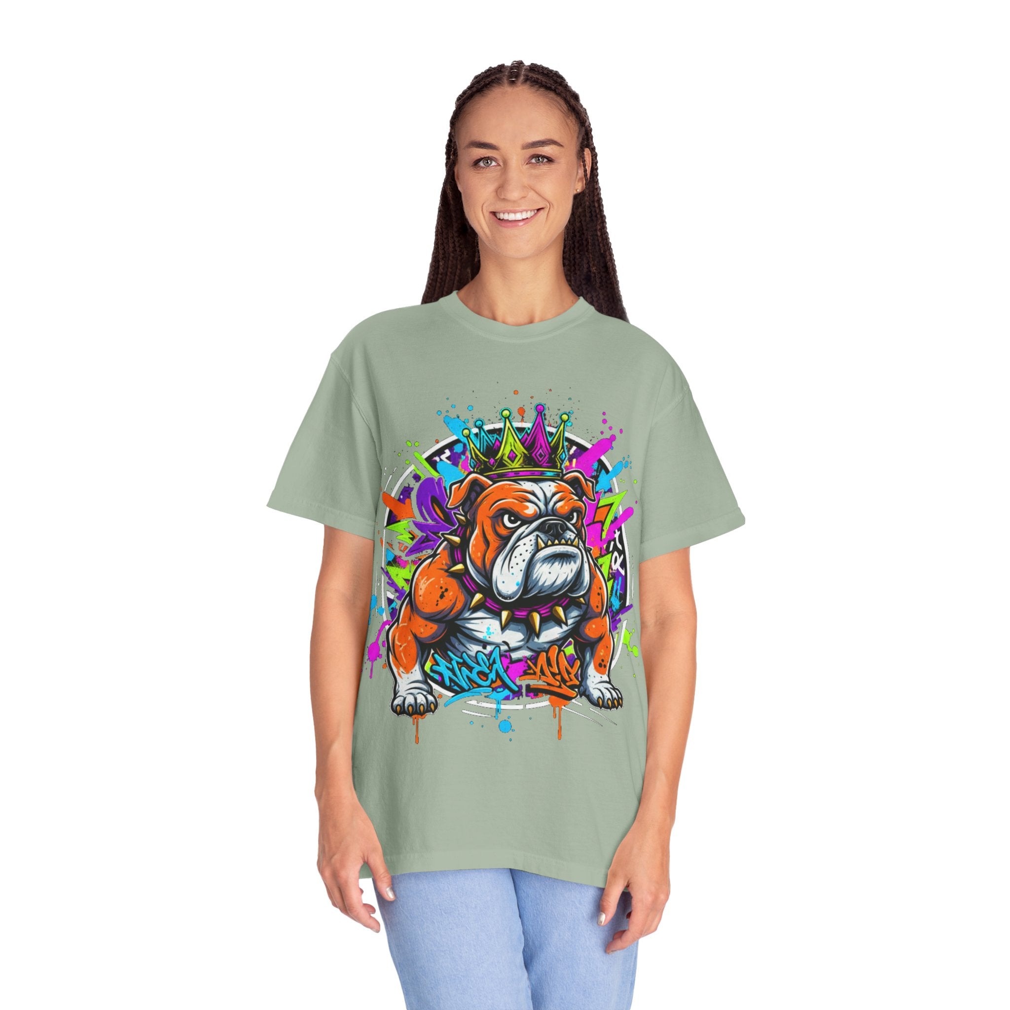 D78 Street Kings — Crown graffiti bulldog T-shirt