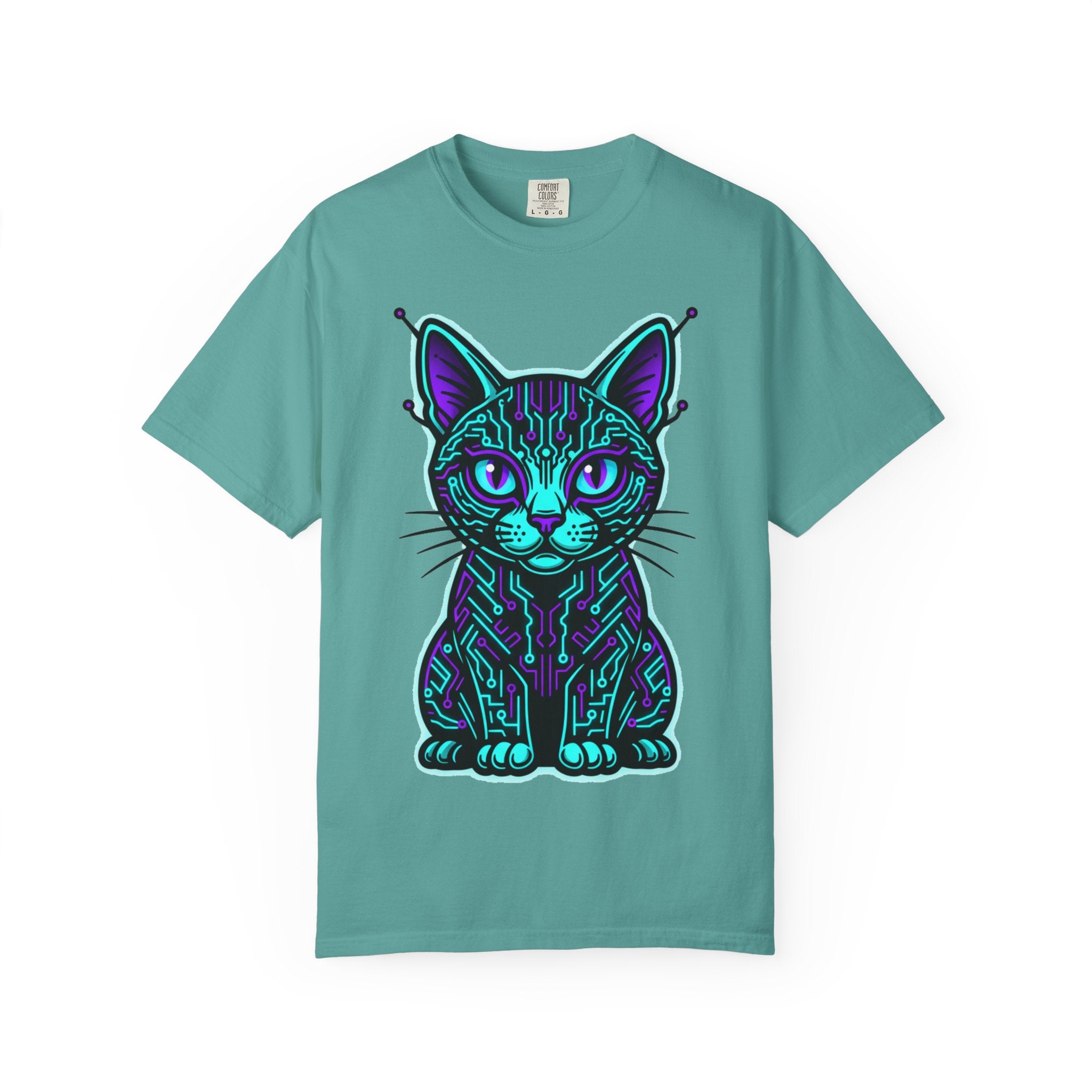 D78 Cyber Felines — Neon Cat T-shirt
