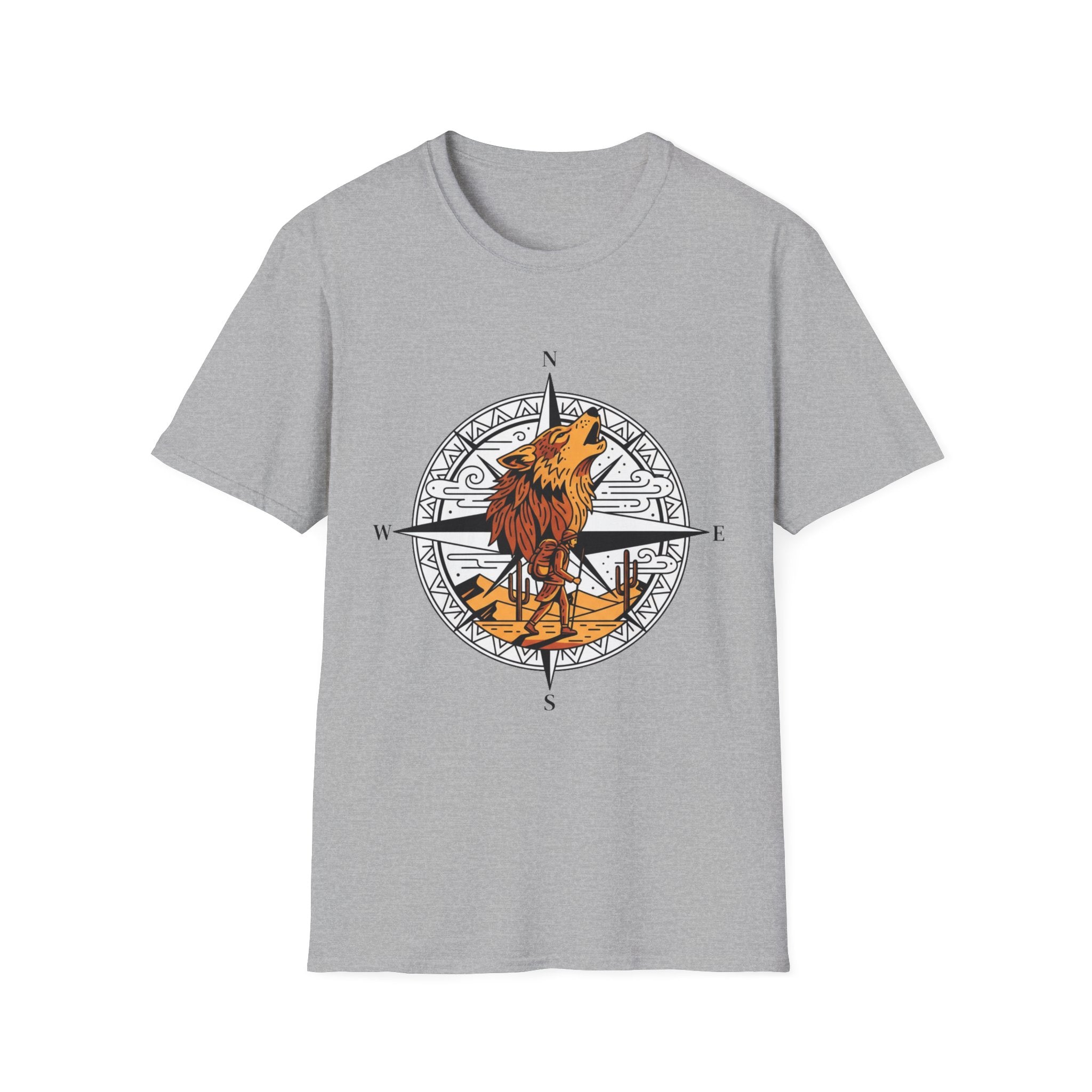 Wolf Compass T-Shirt — Howling Wolf Adventure Graphic Tee