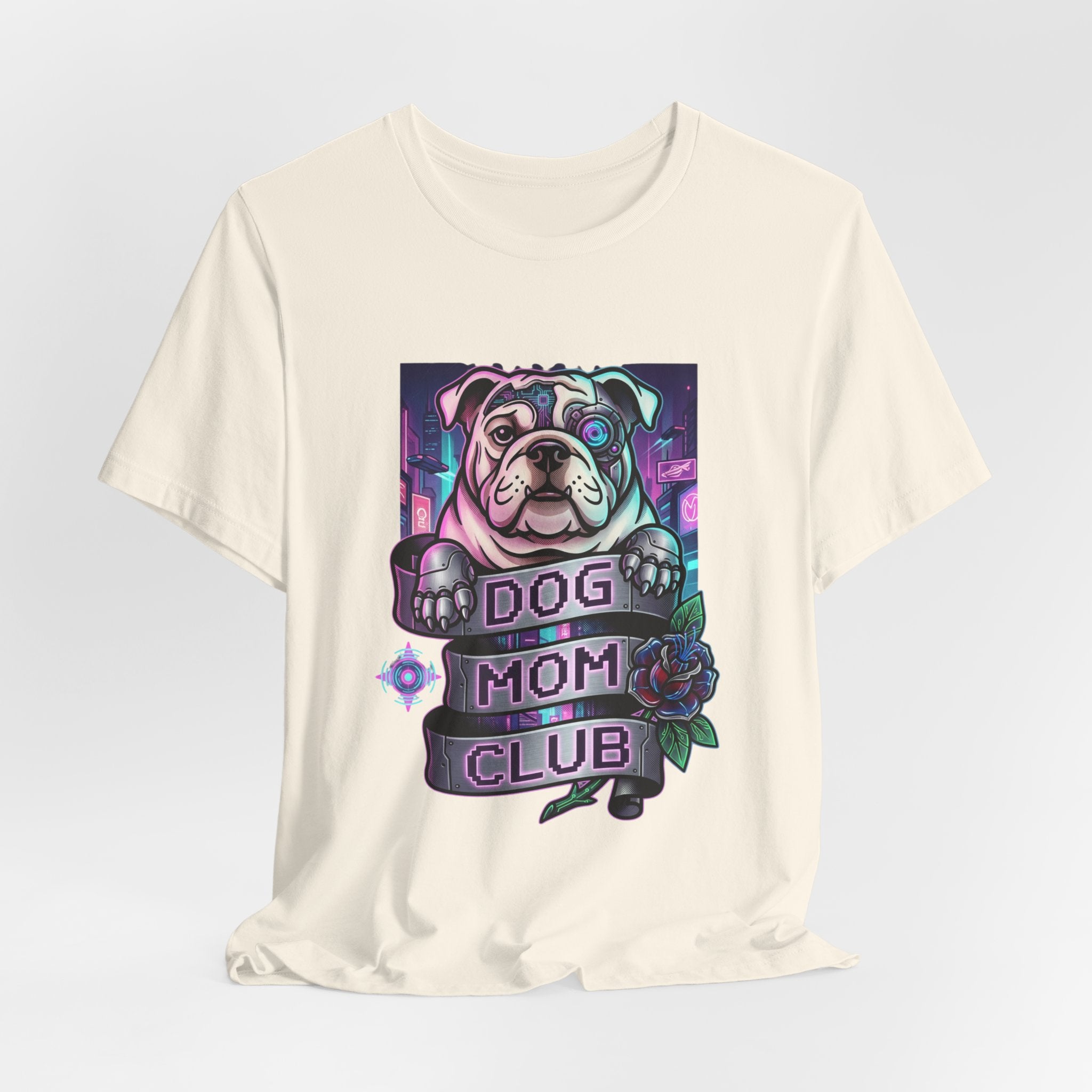 Dog Mom Club Tee | Traditional Tattoo-Inspired, Banner & Floral Graphic