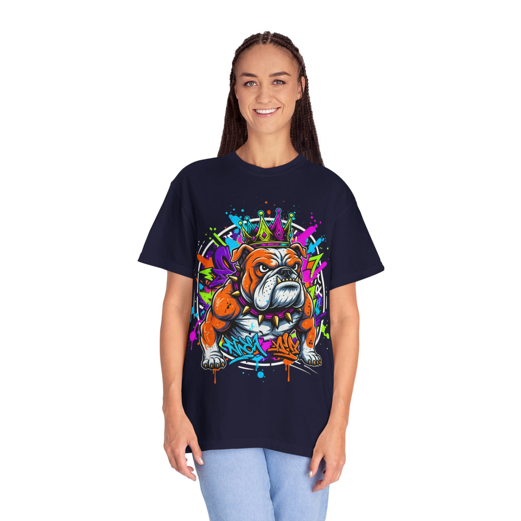 D78 Street Kings — Crown graffiti bulldog T-shirt