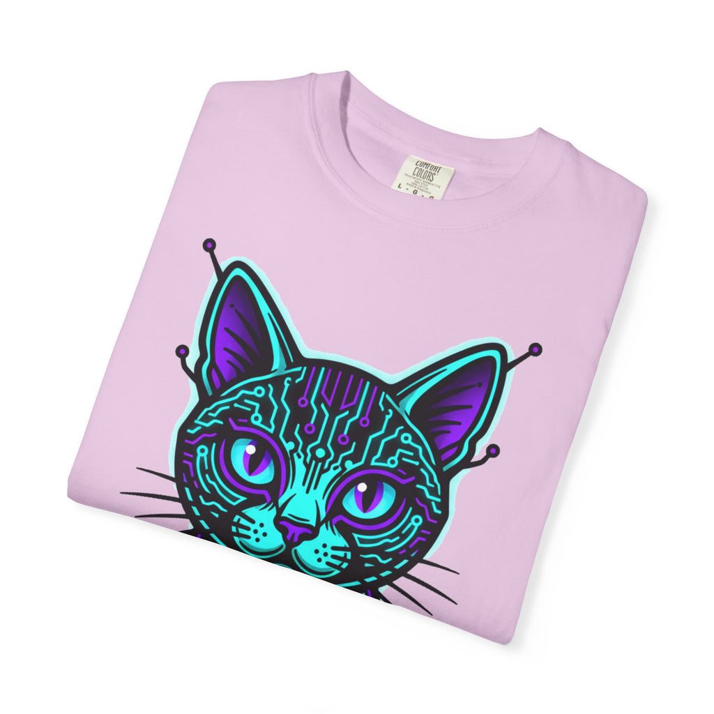 Cyberpunk Cat T-Shirt — Neon Tech Kitten Graphic Tee