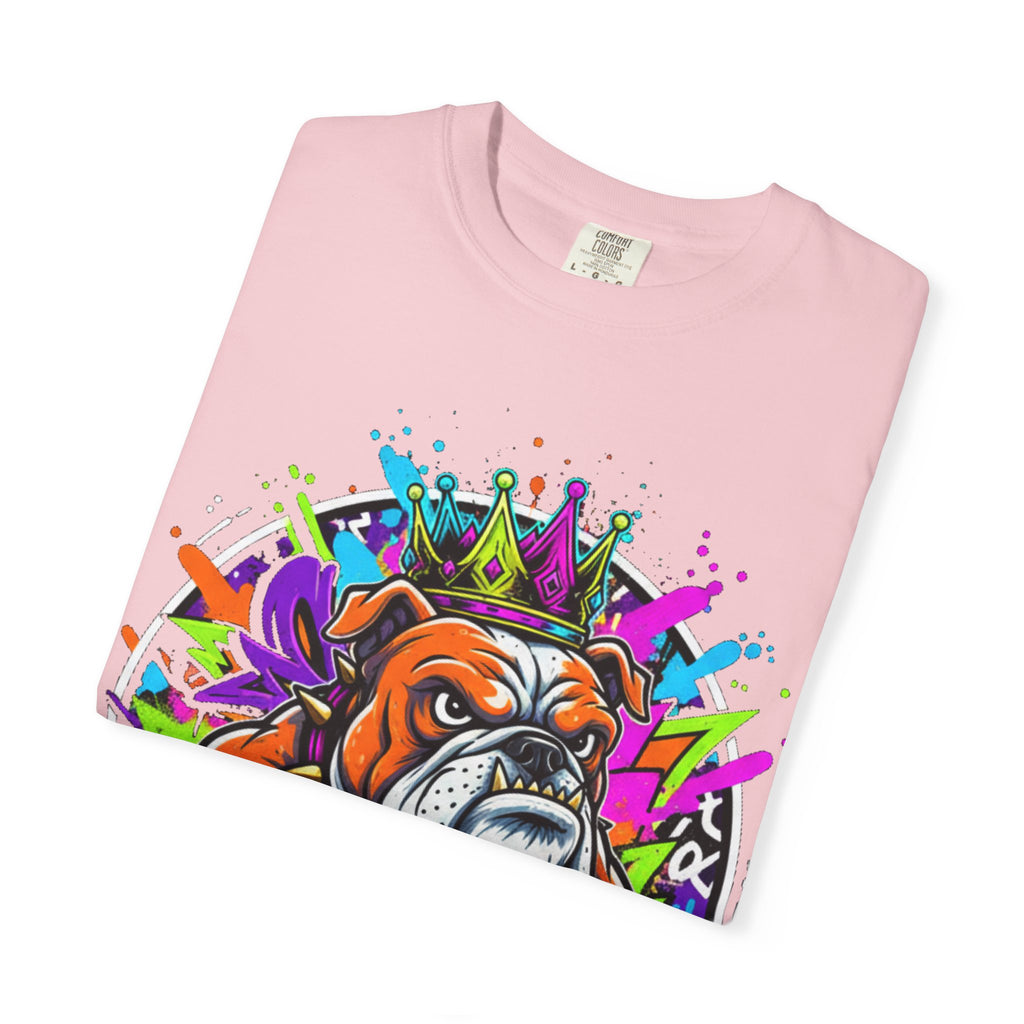 Bulldog Graffiti T-Shirt — Colorful King Crown Streetwear Tee
