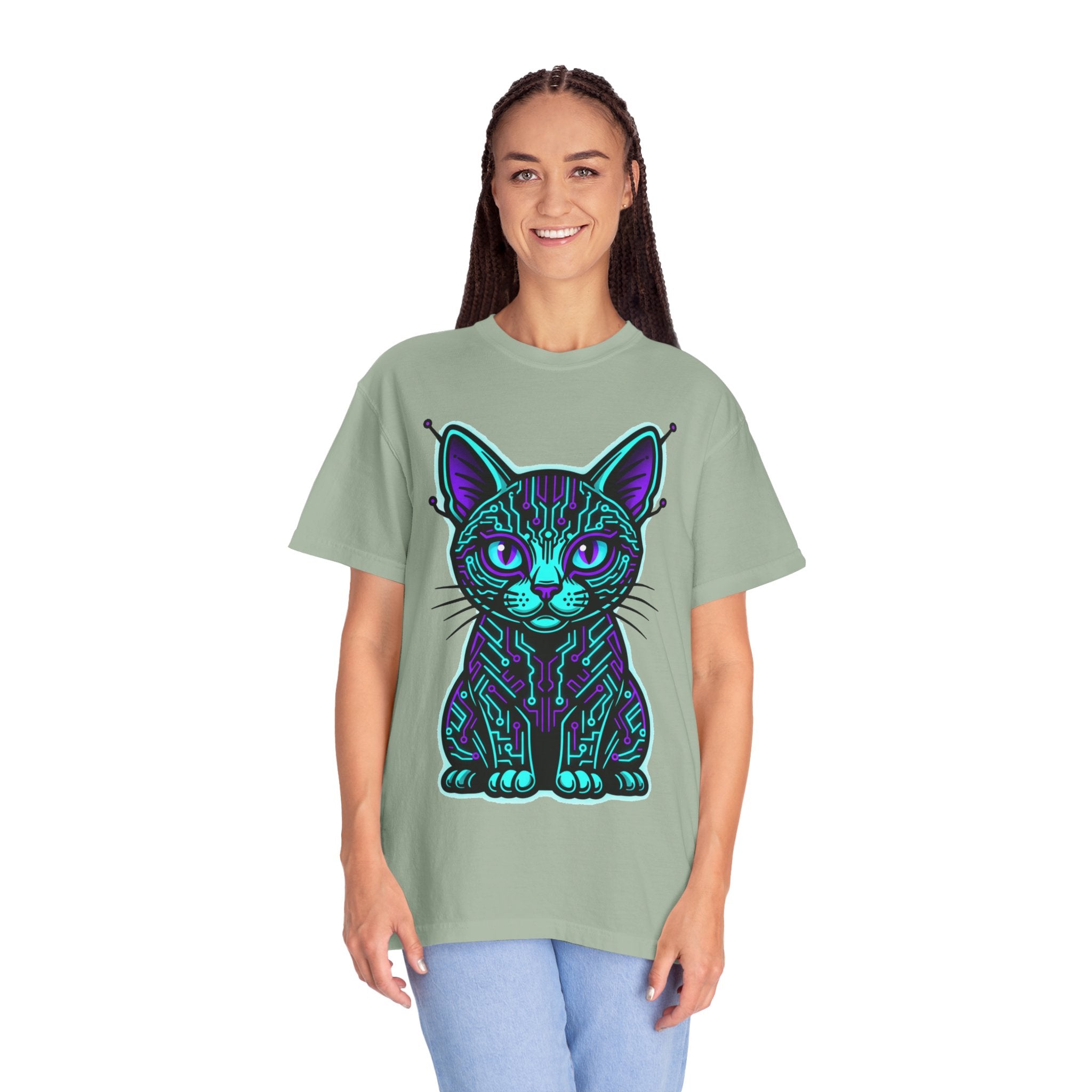 D78 Cyber Felines — Neon Cat T-shirt