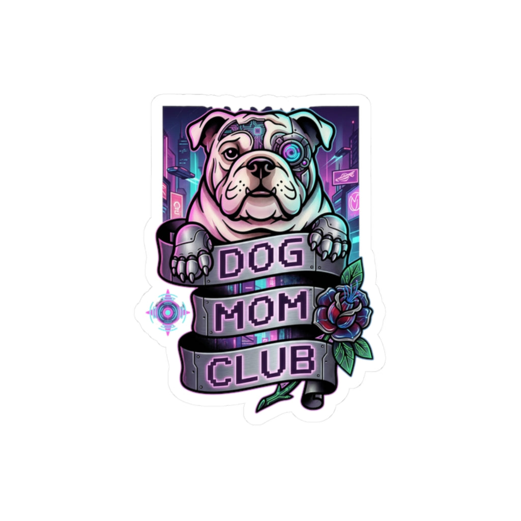 Dog Mom Club Bulldog Sticker | Traditional Tattoo Flash, Banner Rose