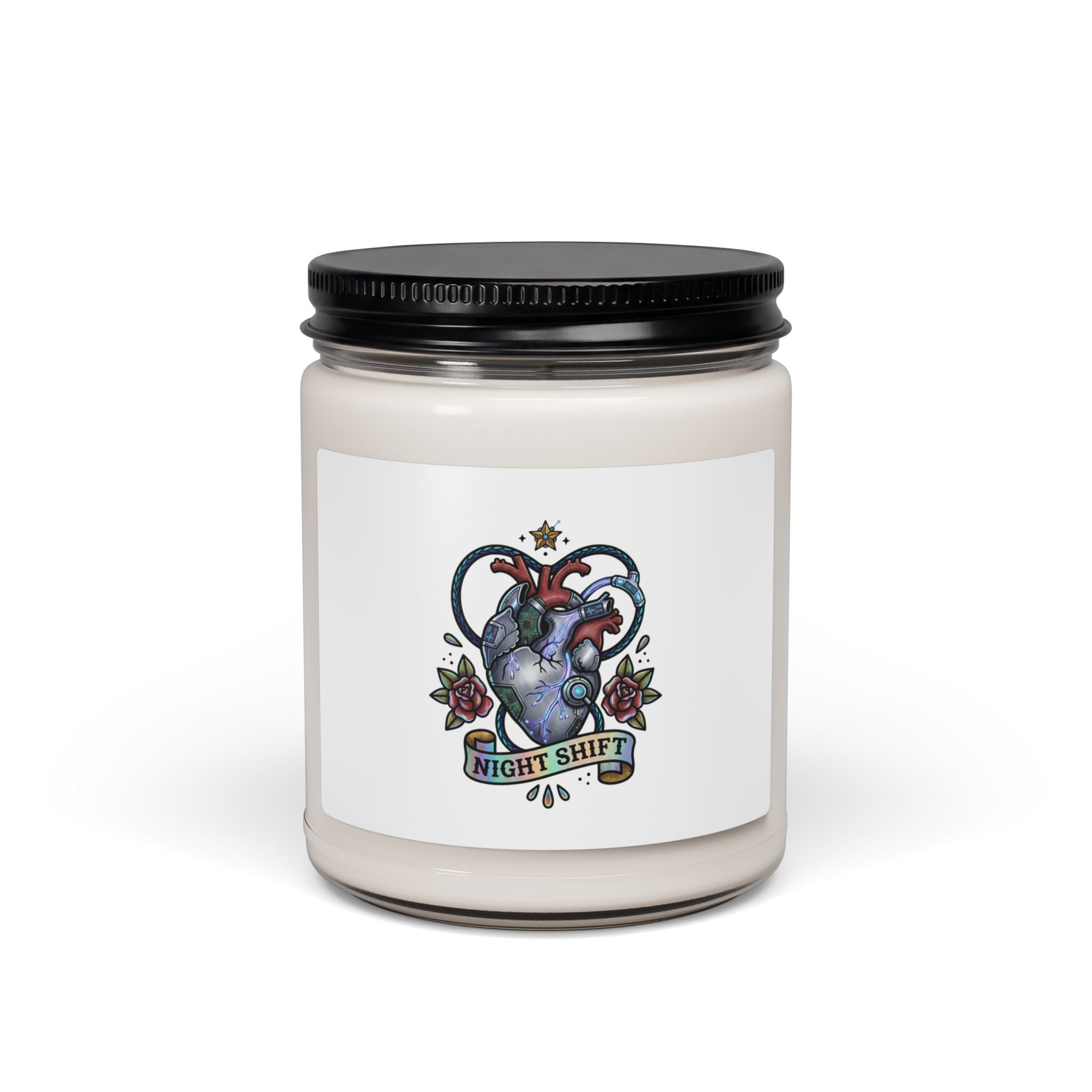 Night Shift Heart Tattoo Candle, Soy Candle | Traditional Tattoo-Inspired