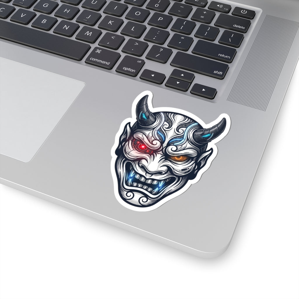 Hannya Demon Mask Kiss-Cut Sticker | Traditional Tattoo Flash, Bold Outline