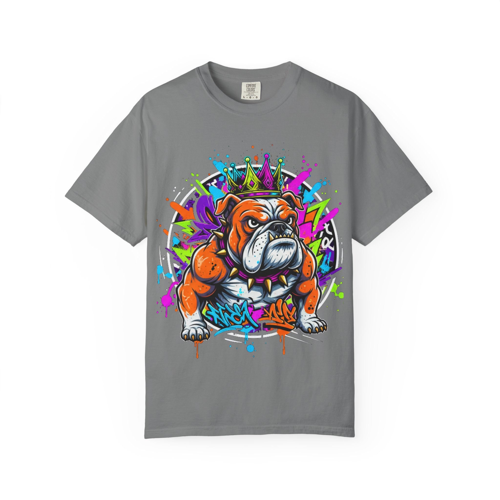 D78 Street Kings — Crown graffiti bulldog T-shirt