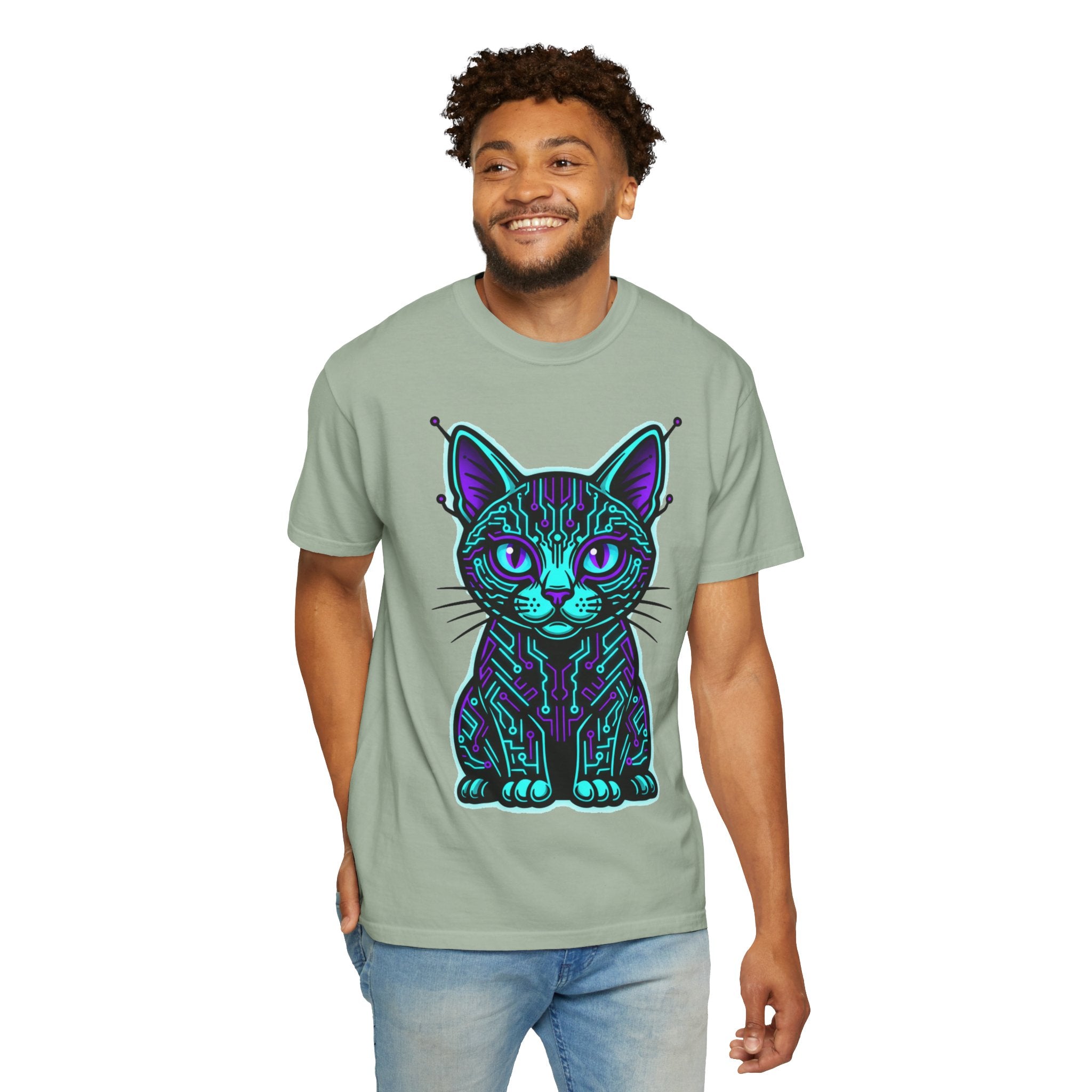 D78 Cyber Felines — Neon Cat T-shirt