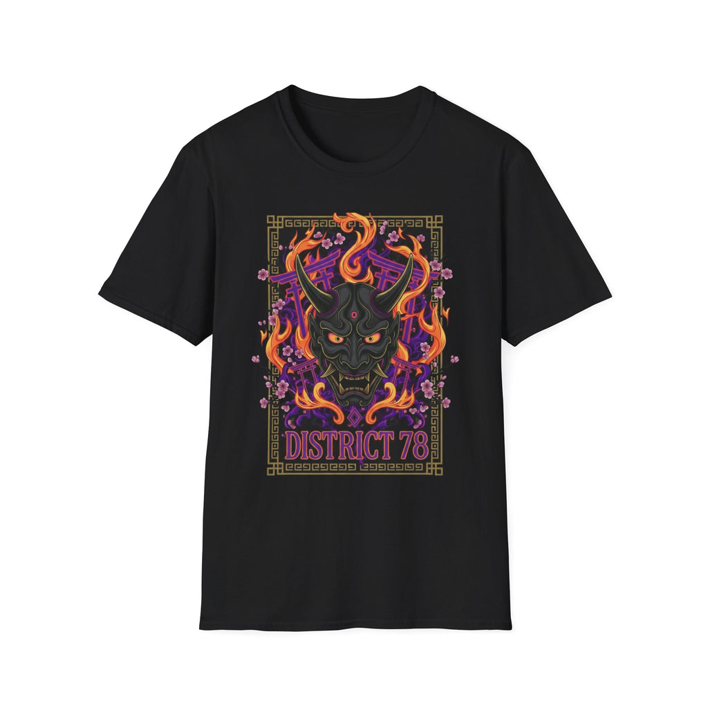 T-shirt Masque Démon Flammes — Tee Graphique District 78