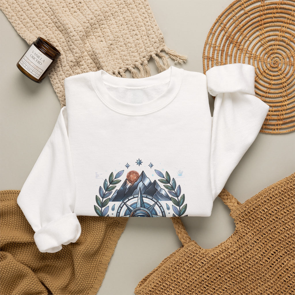 Born to Hike Compass Sweatshirt | Traditional Tattoo-Style, Laurel & Banner