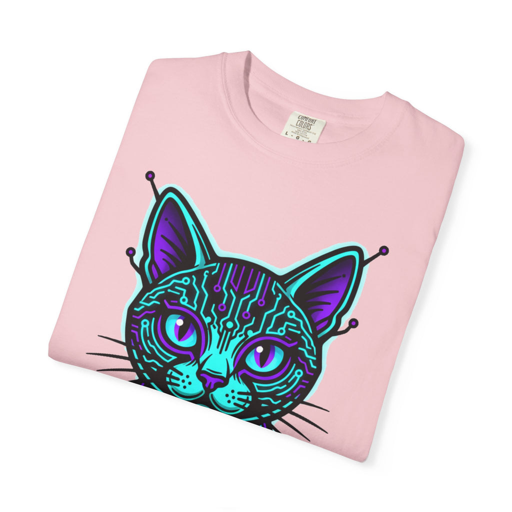 Cyberpunk Cat T-Shirt — Neon Tech Kitten Graphic Tee