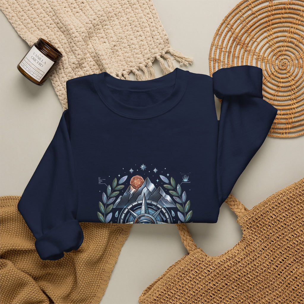 Born to Hike Compass Sweatshirt | Traditional Tattoo-Style, Laurel & Banner